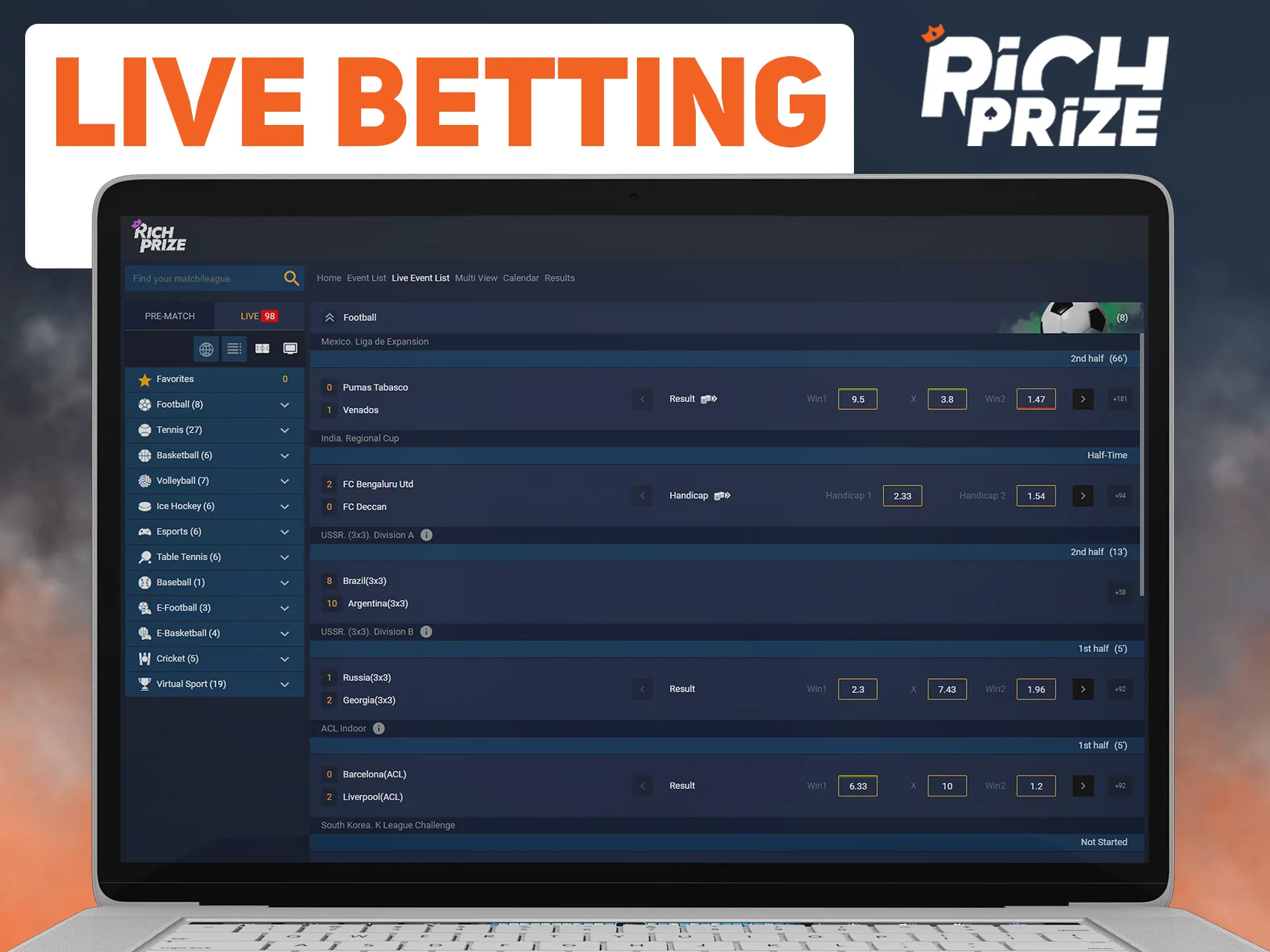 Bet in live format at Richprize.