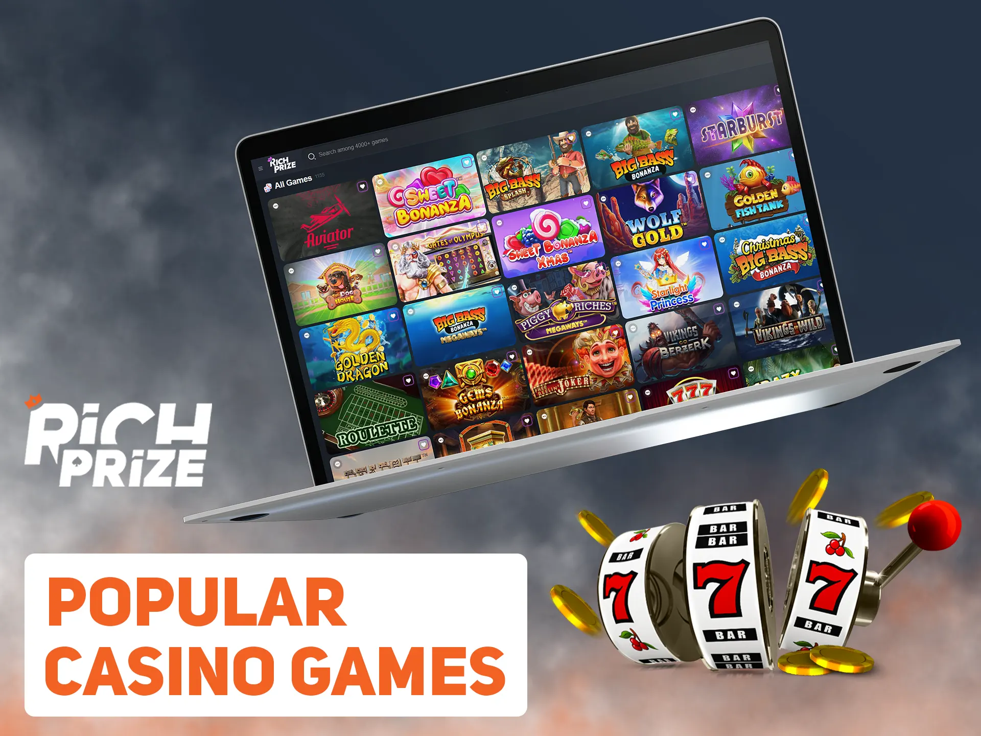Search for your favourite casino games at Richprize.