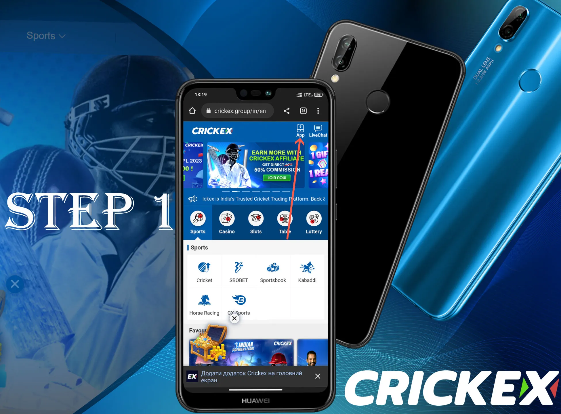 Open the Crickex website and find the diwnload button