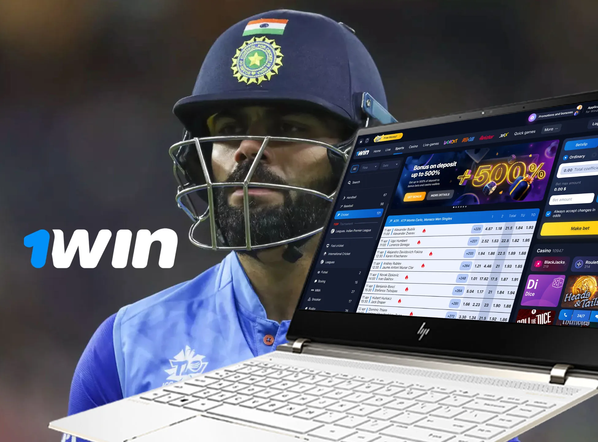 Download the 1win app to start betting on cricket.