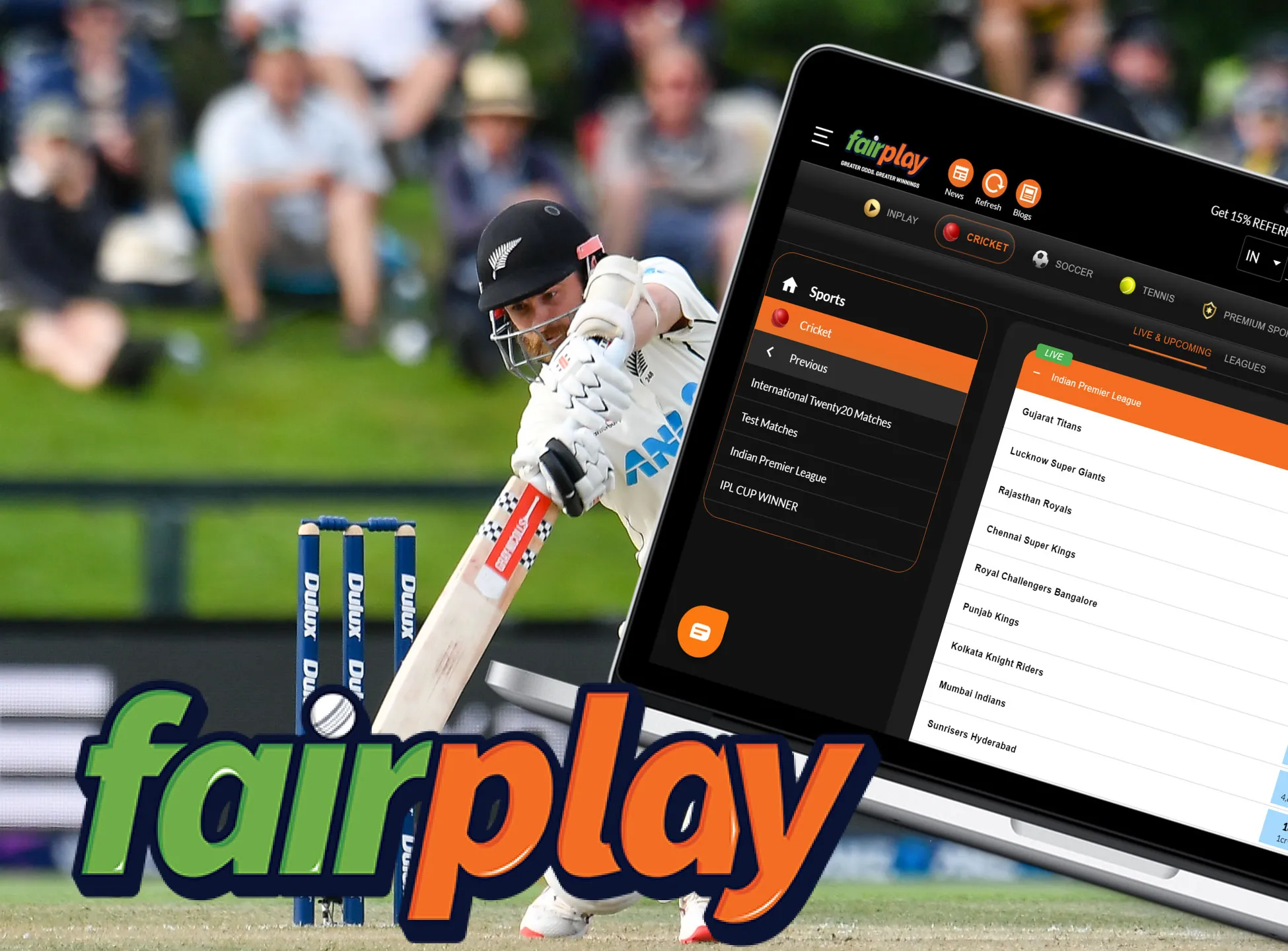 Create an account, get the bonus and start betting on cricket on the Fairplay website.