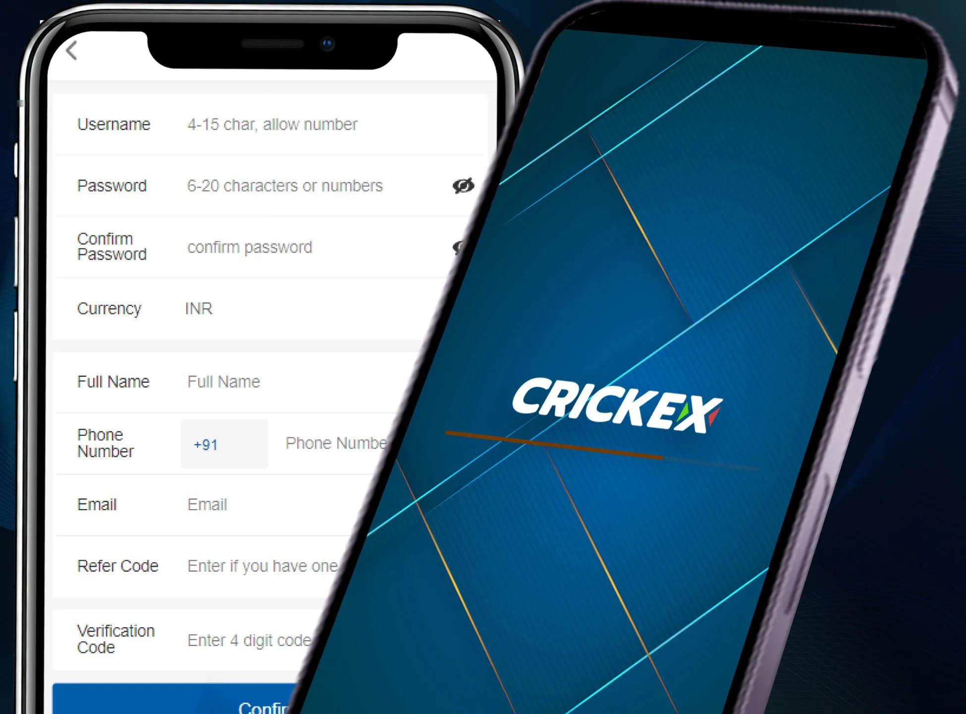 You can also sign up for Crickex using the app.