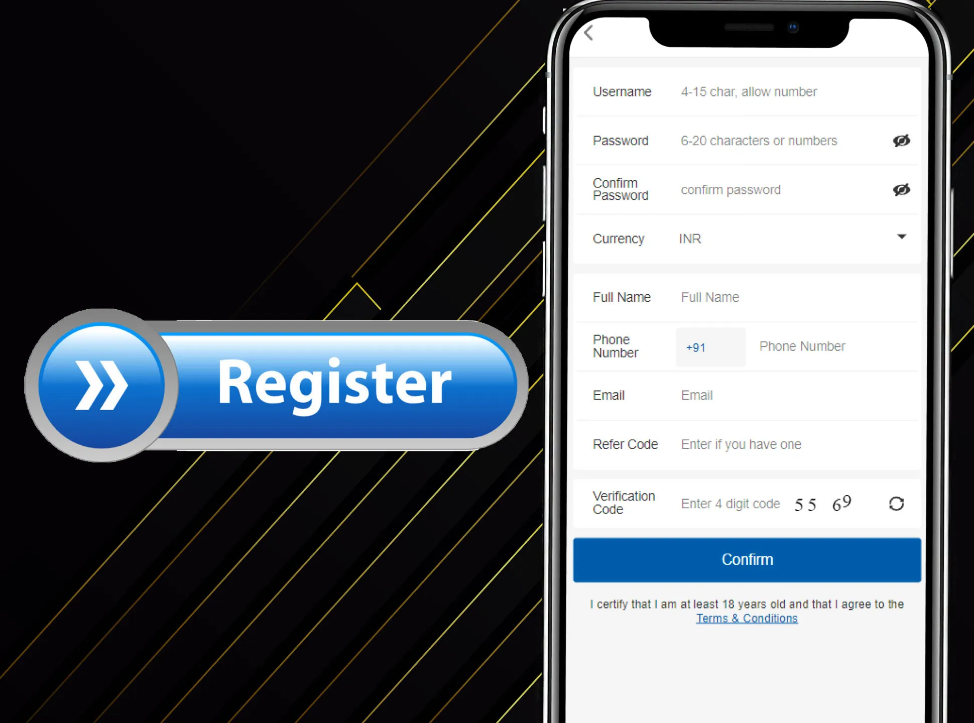 You can create your Crickex account in the mobile app.
