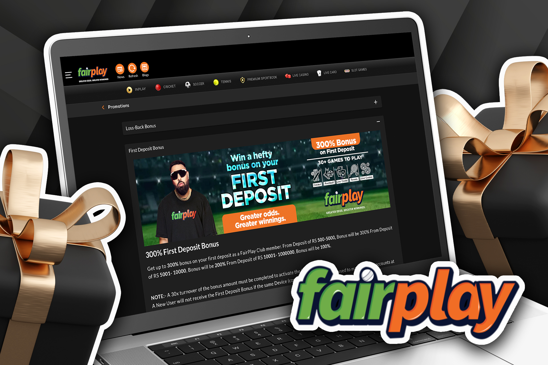 Get the welcome bonus from Fairplay of up to 300%.