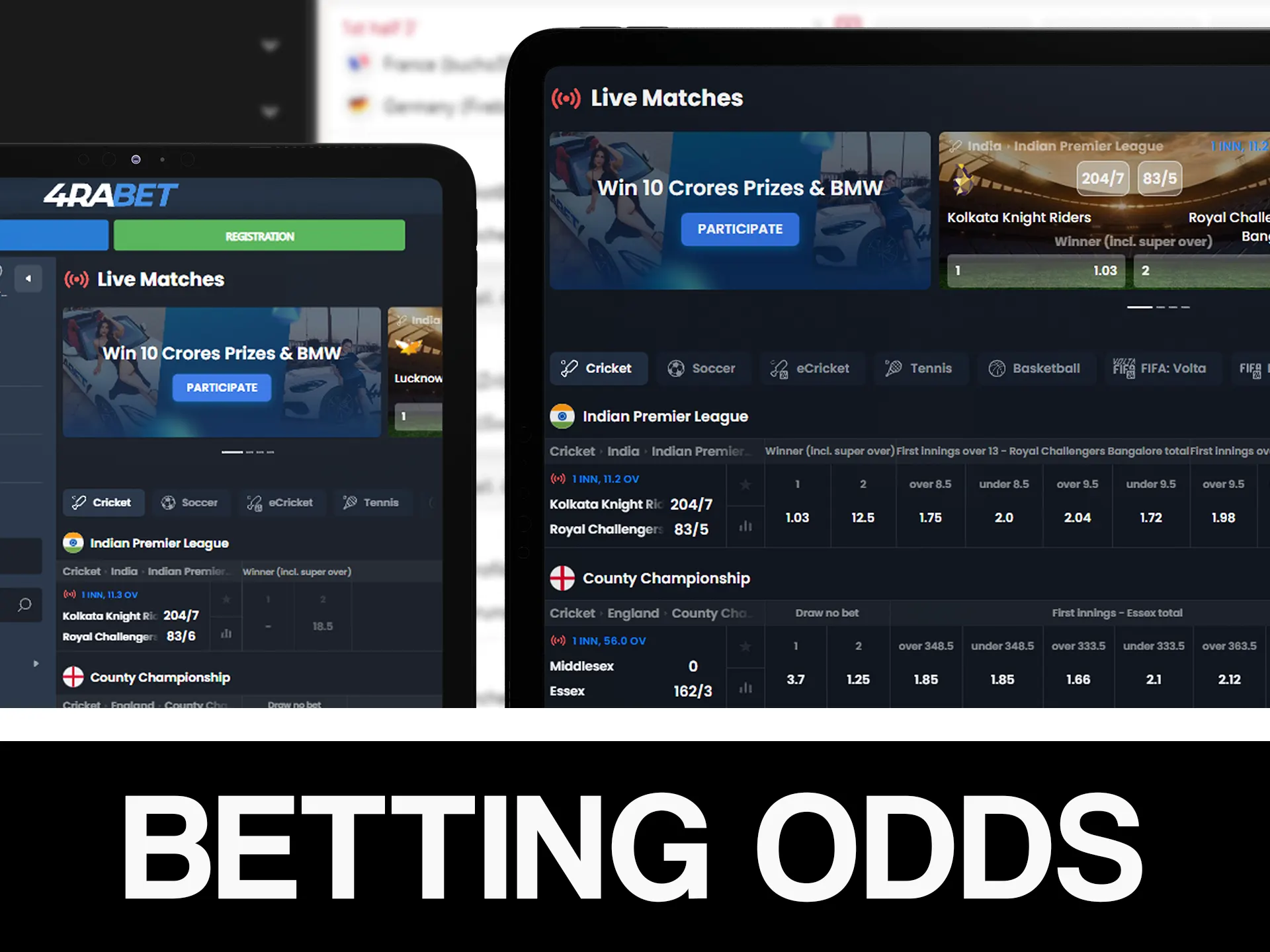 Search for best betting odds for cricket matches before making bet.