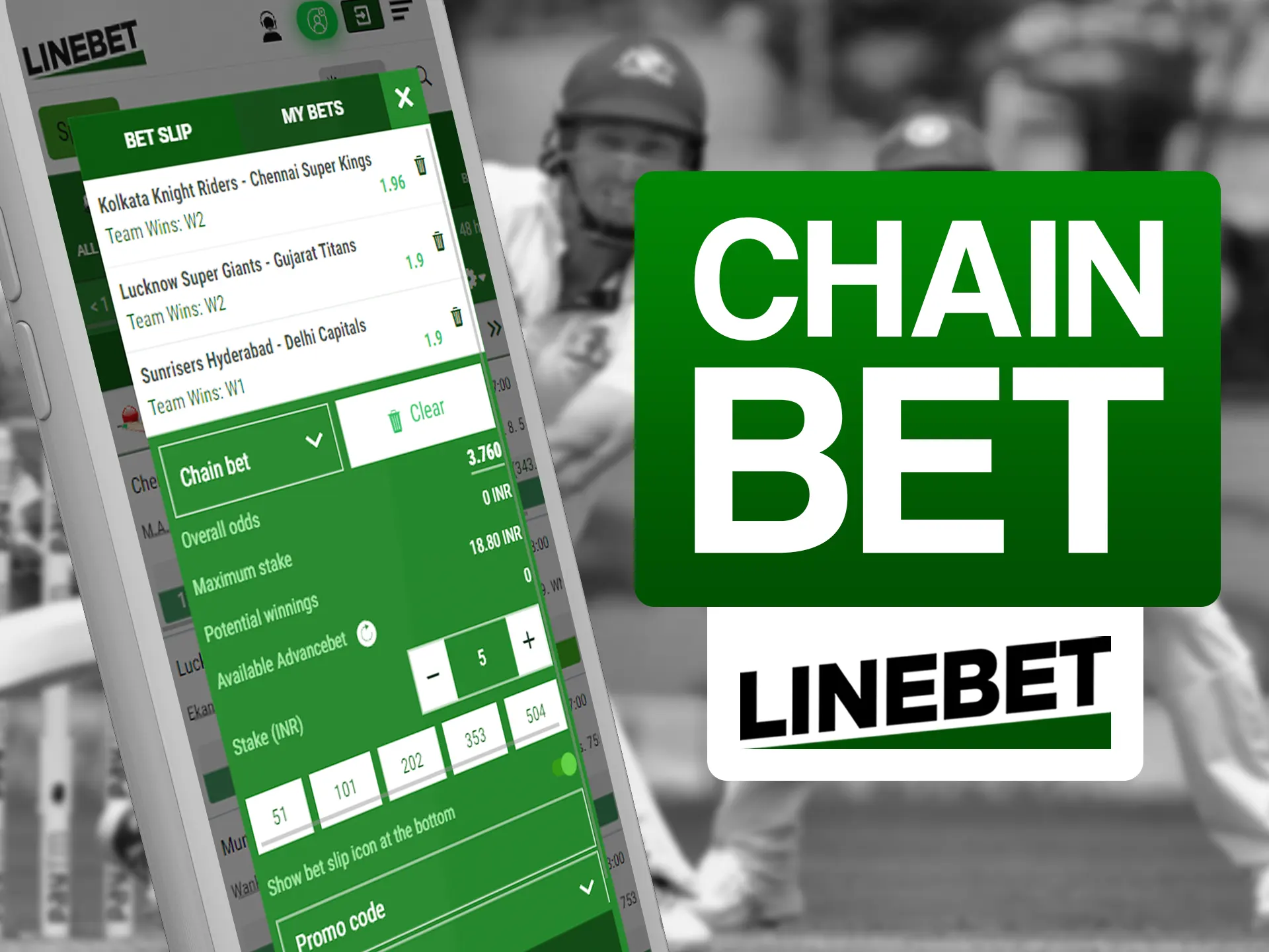 Make predictions on multiple of bets with Linebet chain bet.