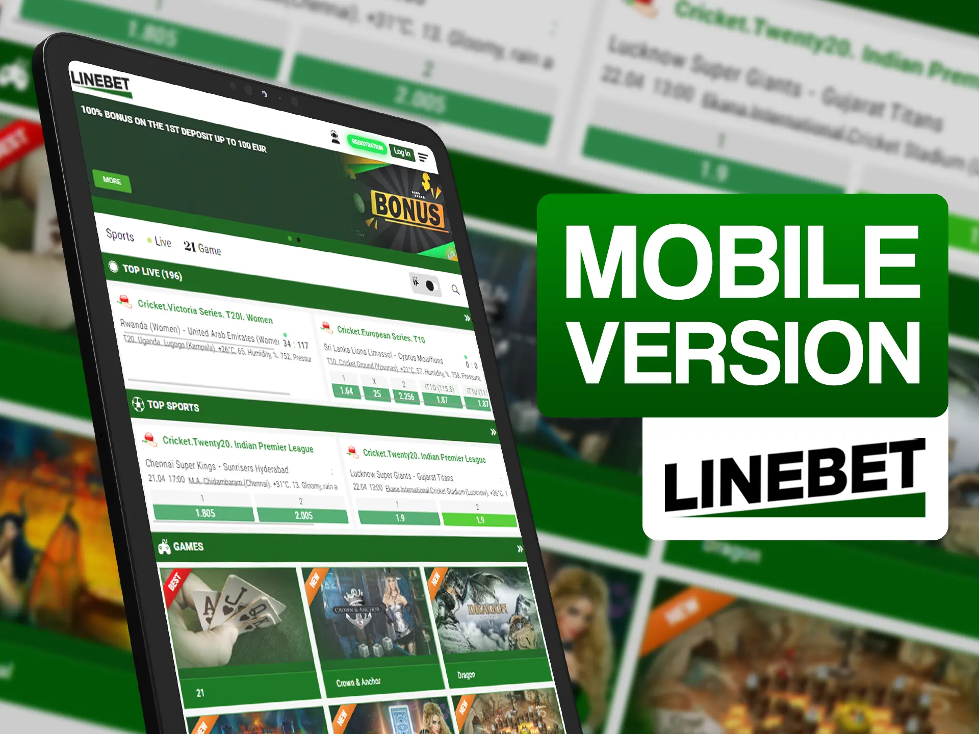 Use mobile version of Linebet app on any device.