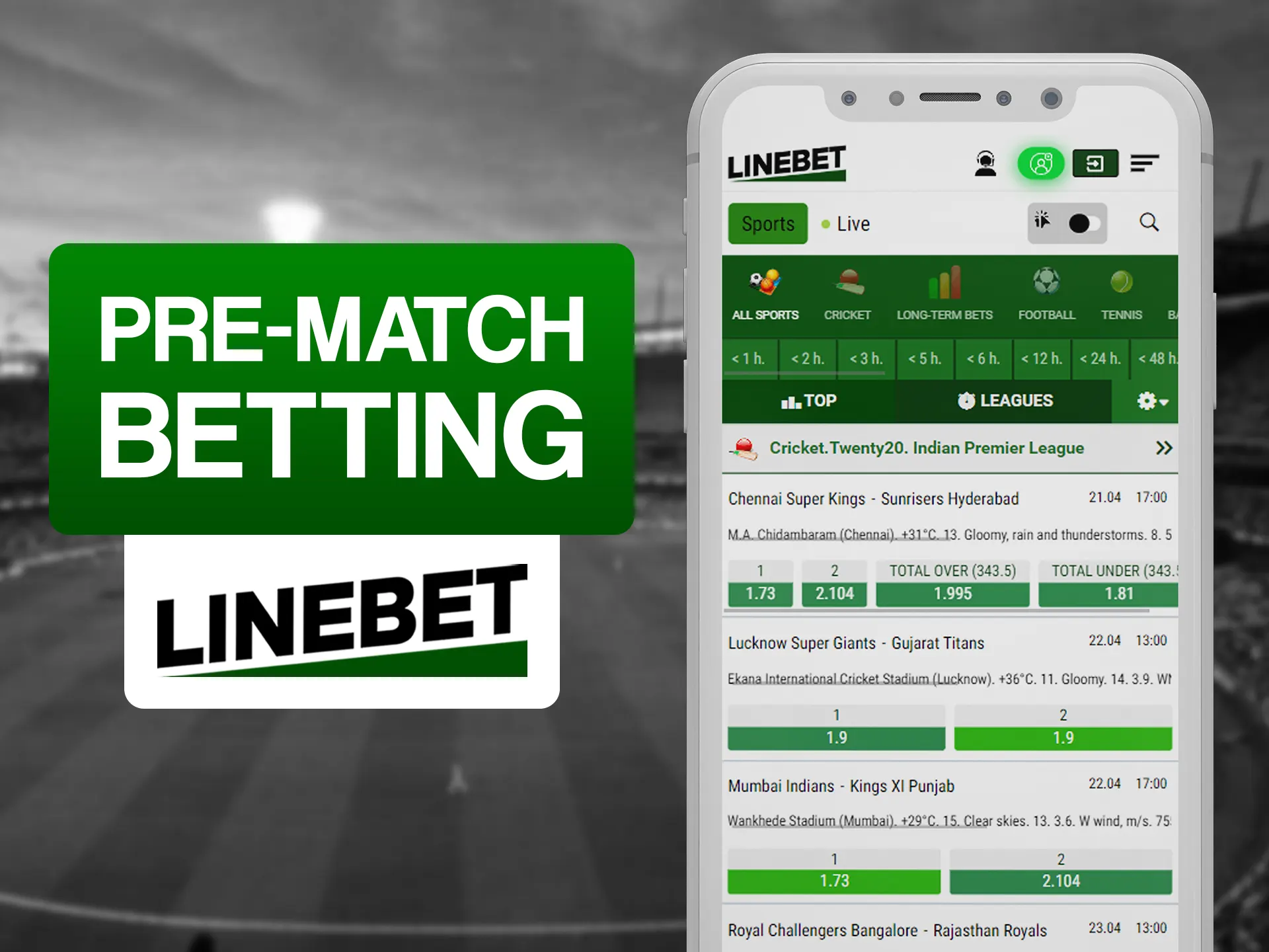 Make your bet before match starts in Linbet app.