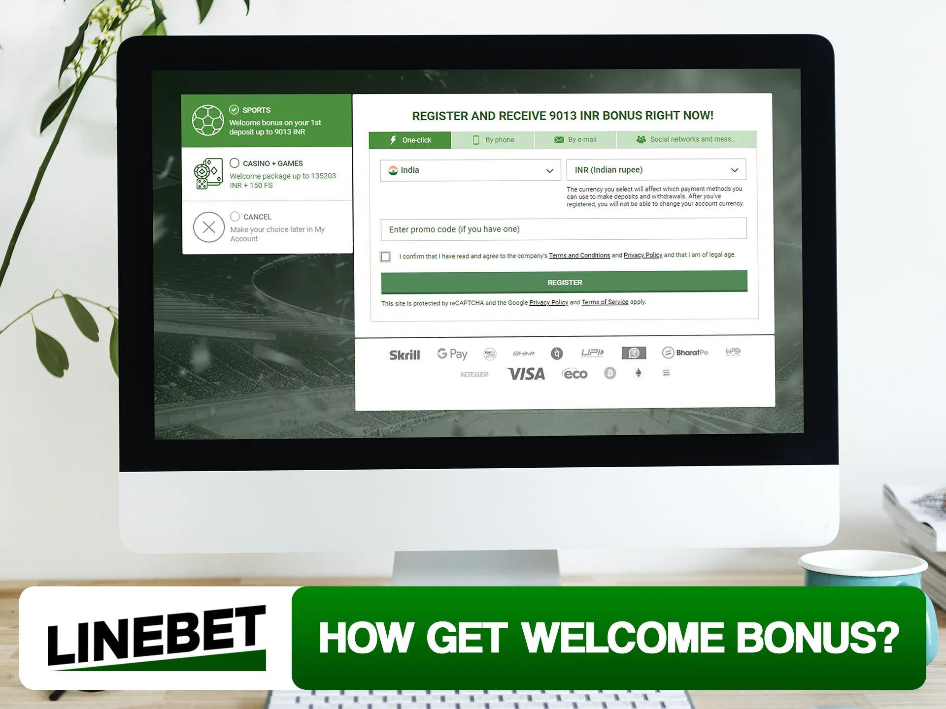 Get your Linebet welcome bonus after succesfull registration of new account.