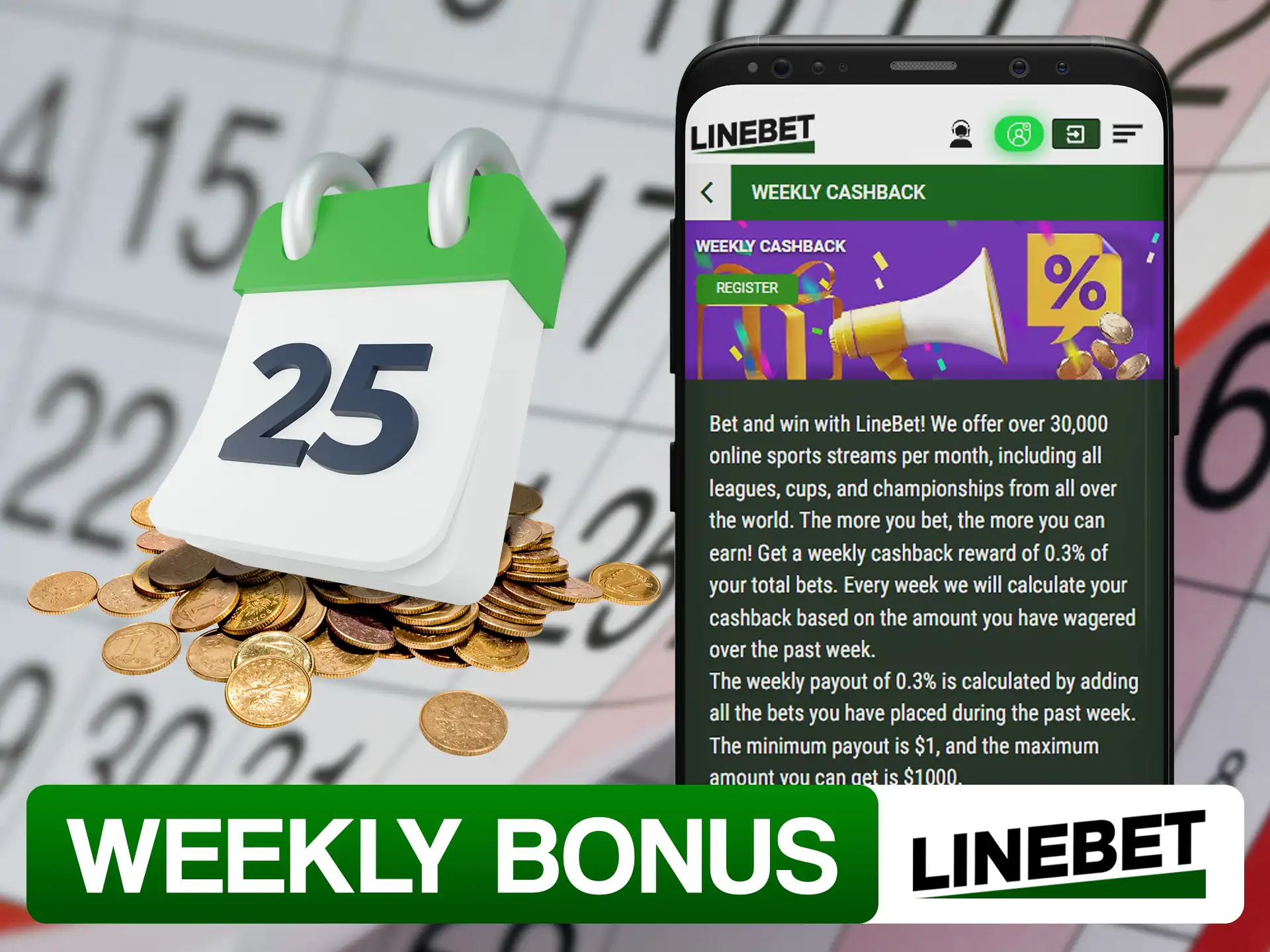 Receive your Linebet weekly bonus each new week.