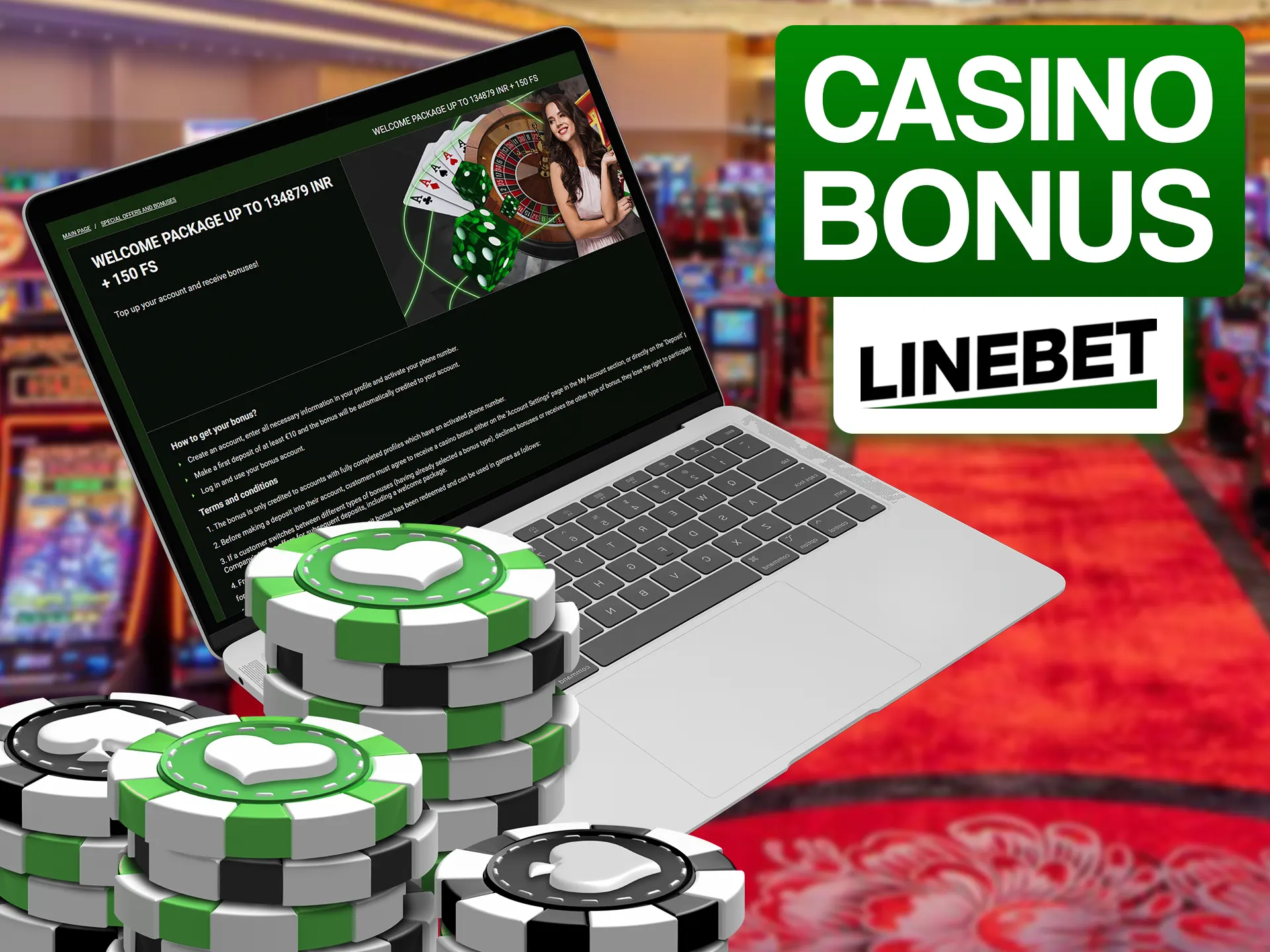 Get your casino bonus after succesfull playing at Linebet casino.