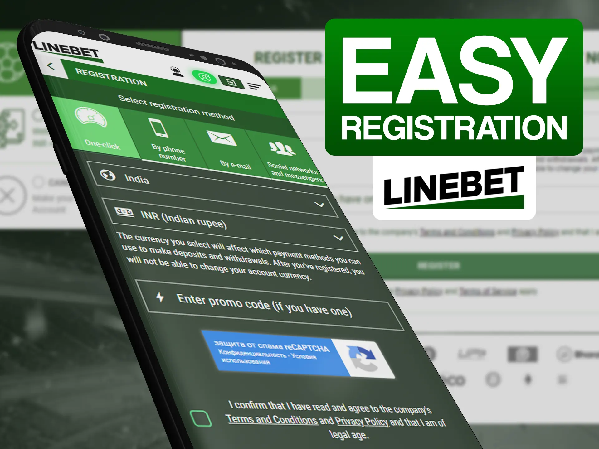 Register easily with four steps at Linebet.