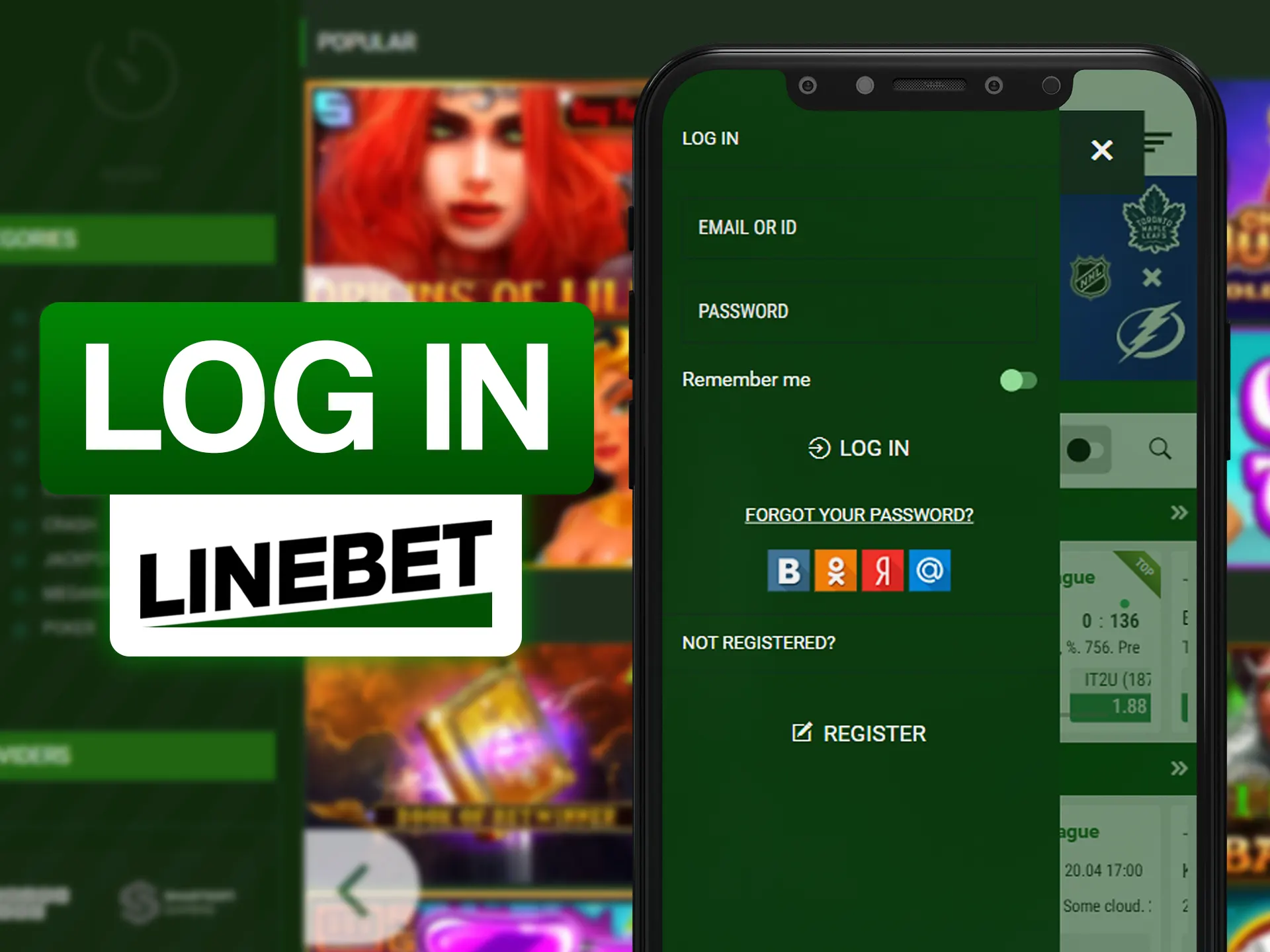 Log in on Linebet website using your account.