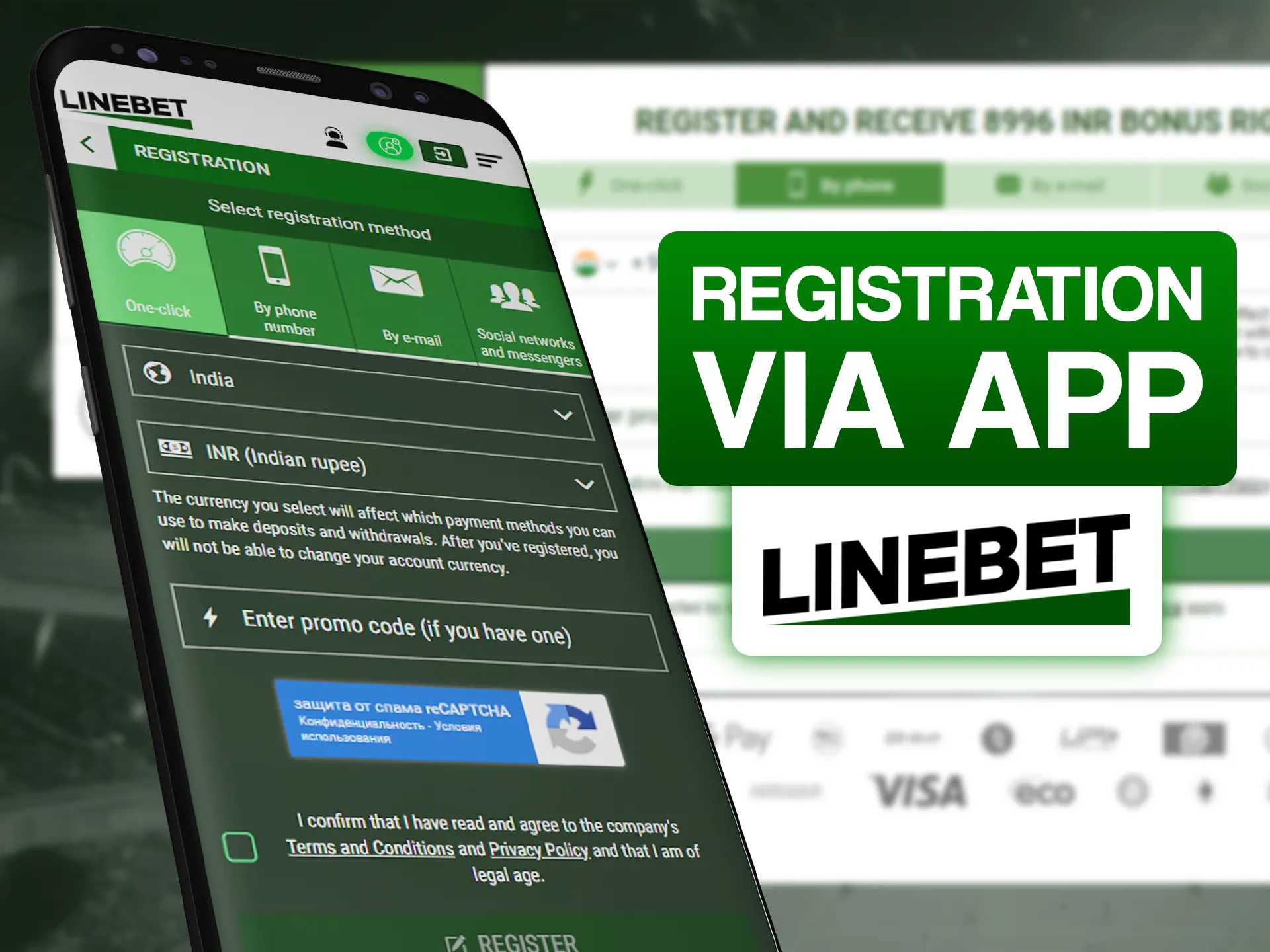 Register quicker with Linebet app.