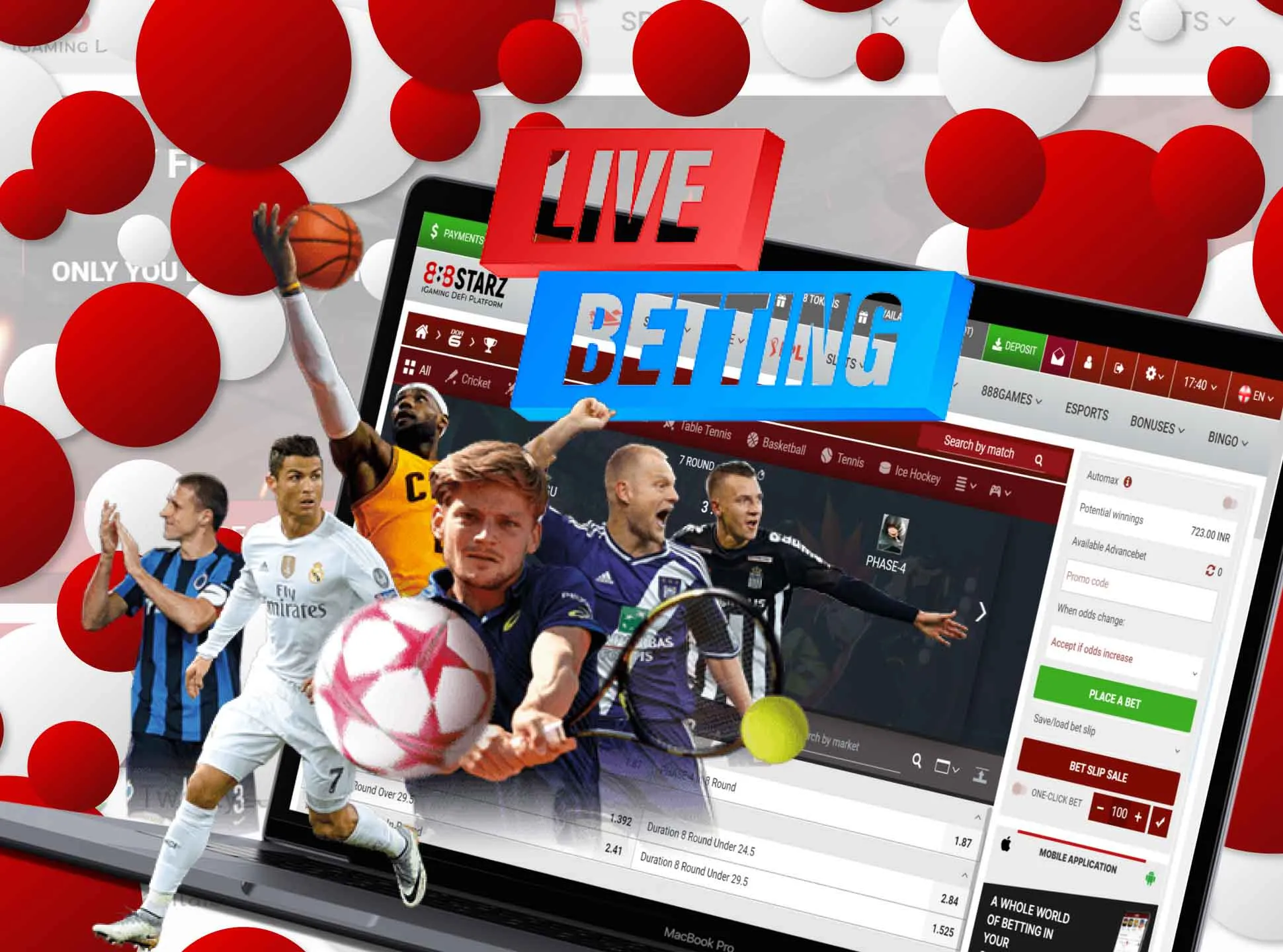 In the live betting section you can place bets during the matches.