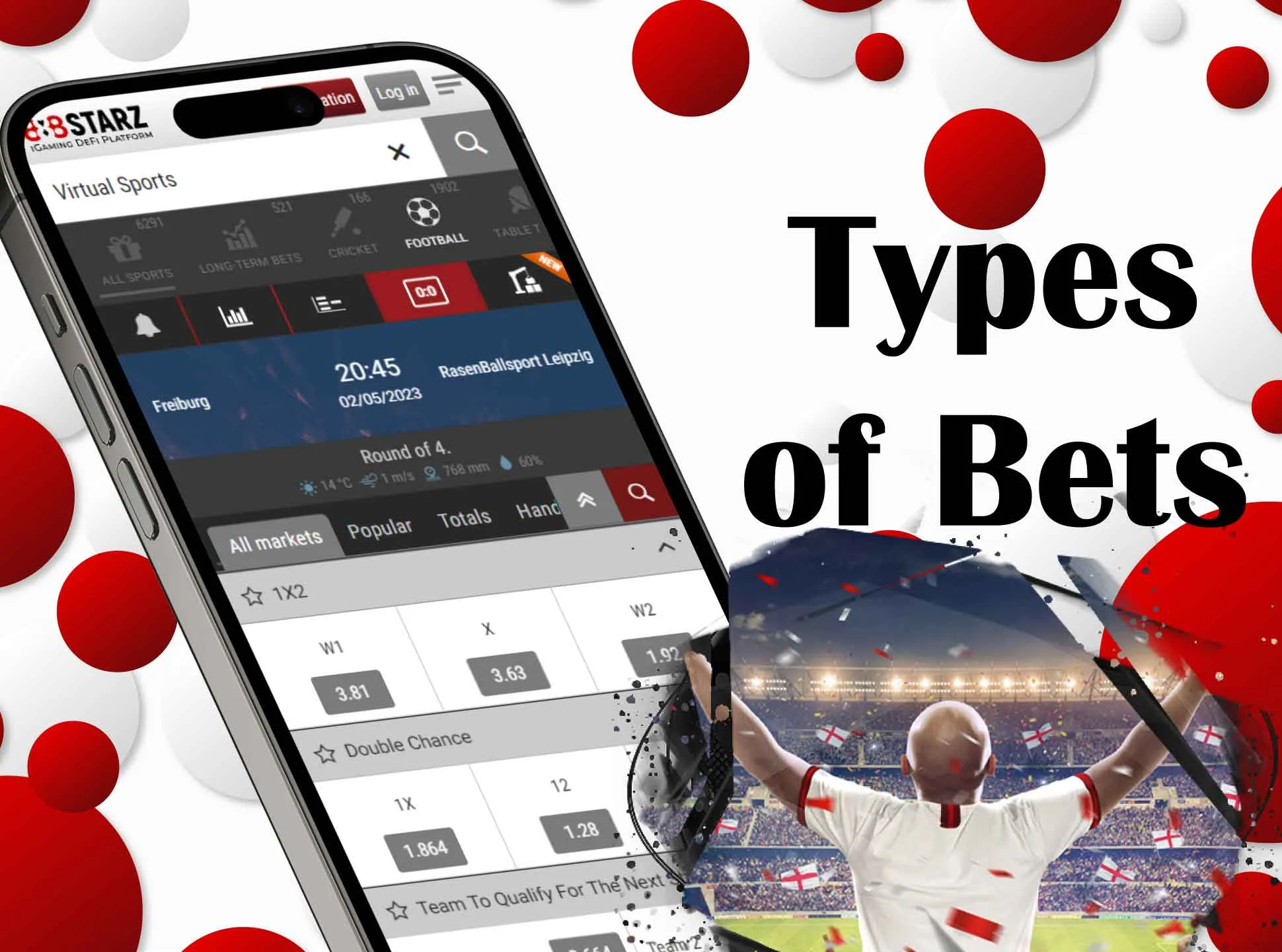 There are different types of bets in the 888starz app.