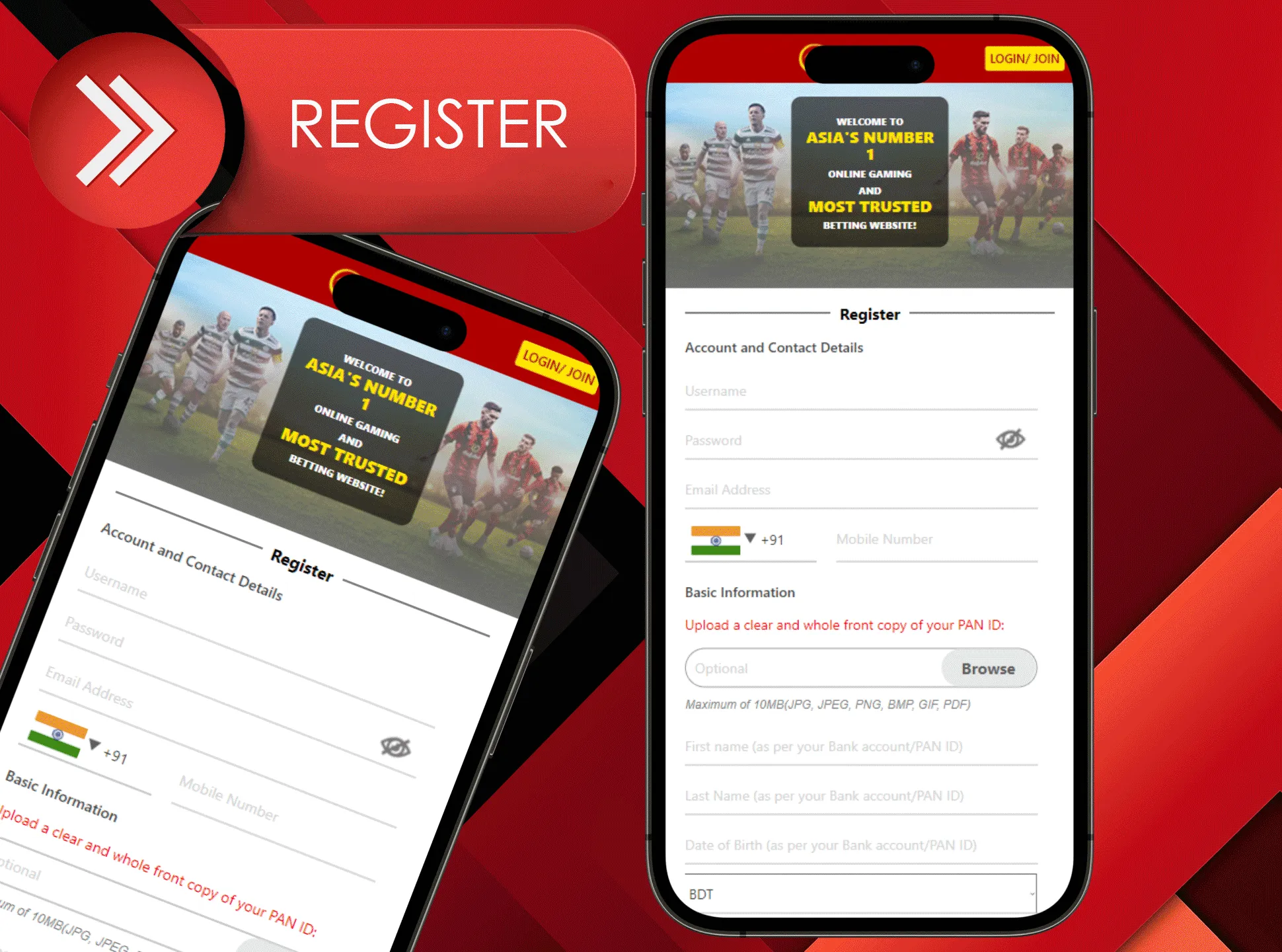 Fill in all the fields in the registration form and sign up for Dafabet.