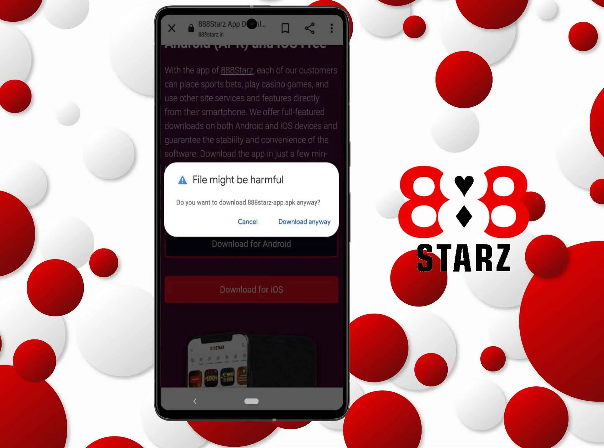 Opent the 88starz website and download the apk file.