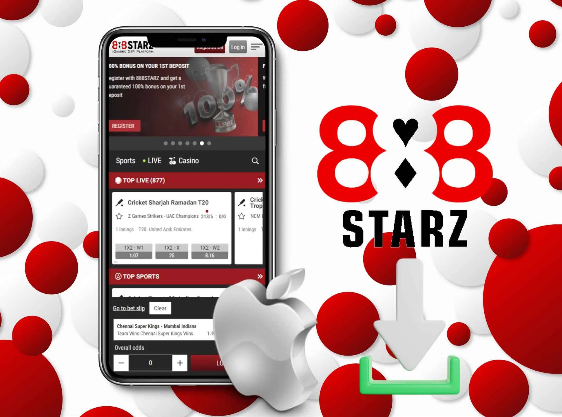 Install the 888starz app on your iPhone and start placing bets.