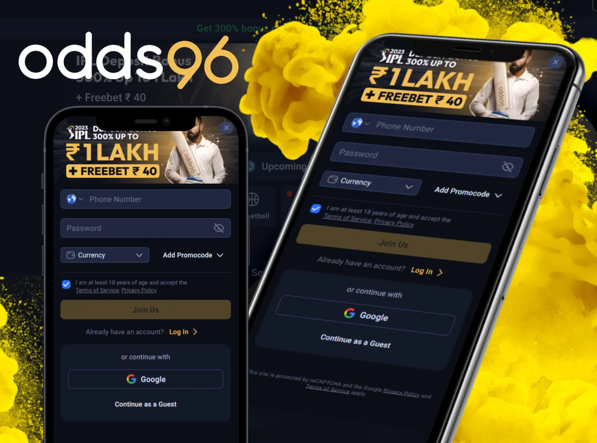 It's simple to register account in Odds96 app.