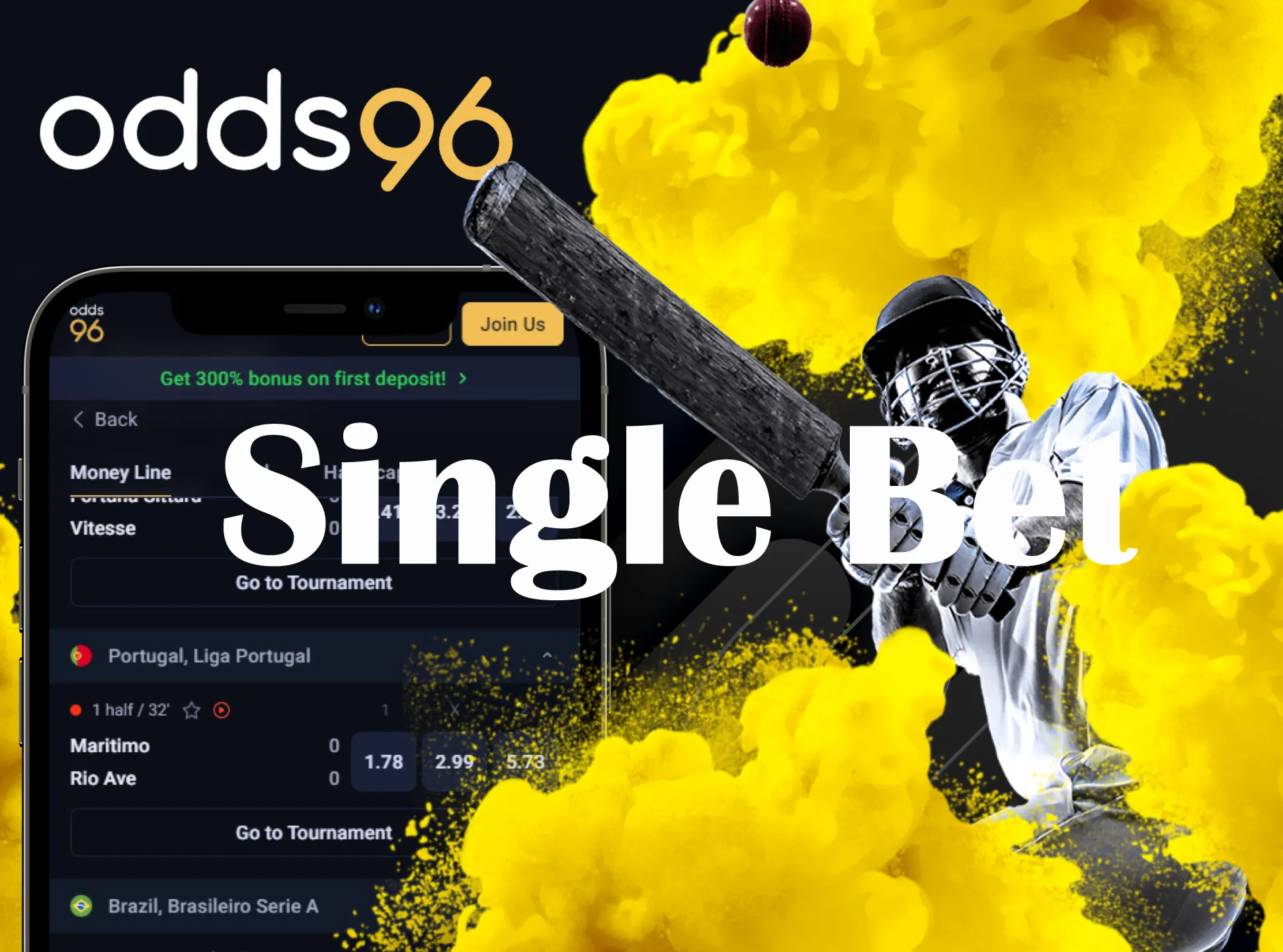 Make single bets on multiple matches at Odds96.
