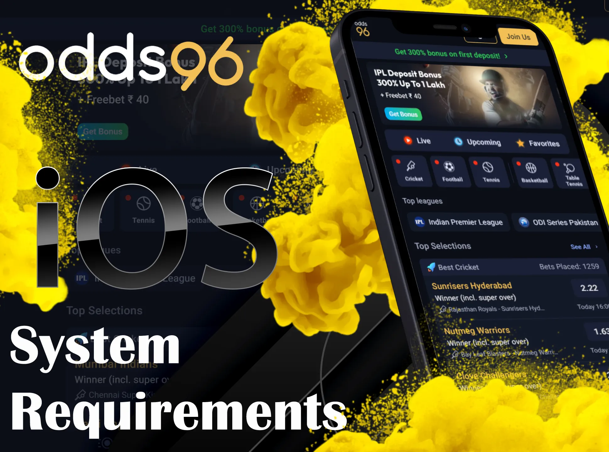 Odds96 iOS app can be installed on all of new Apple devices.