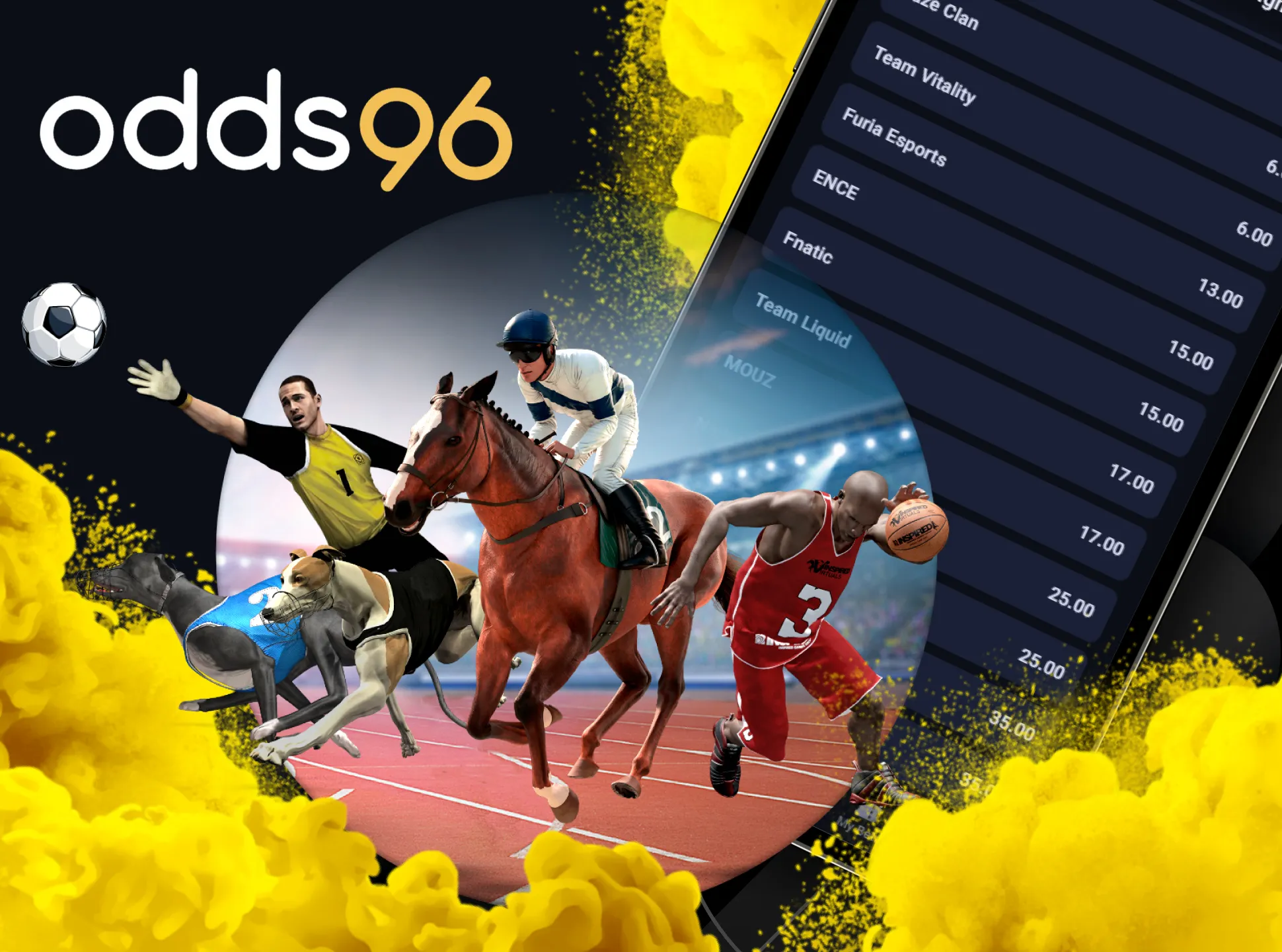 You can bet on virtual sports on special Odds96 page.