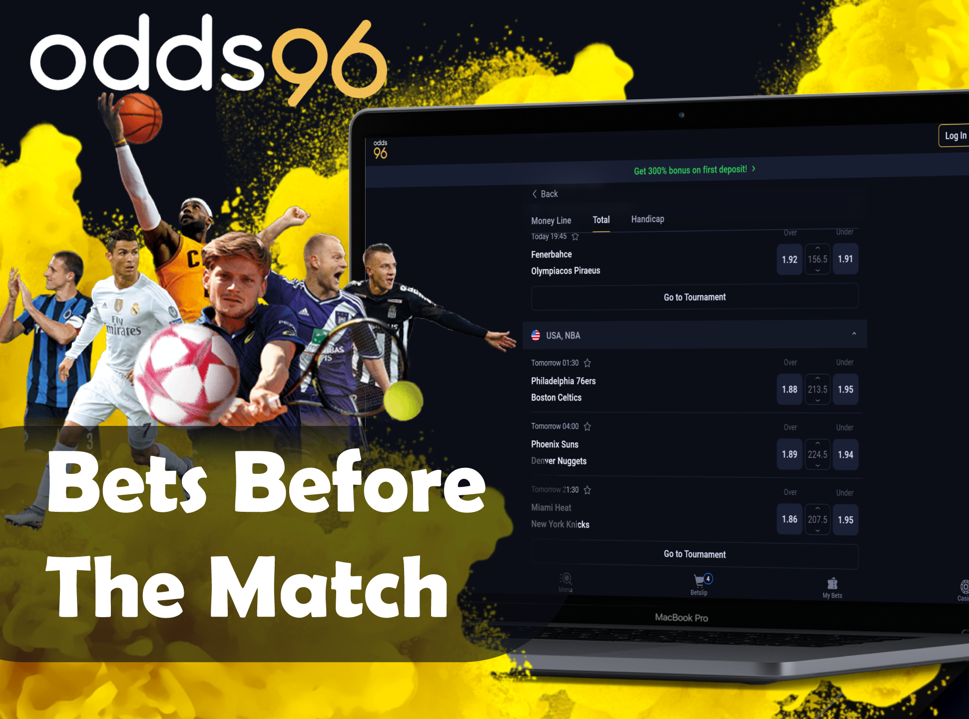 Make prematch bets and wait for result at Odds96.