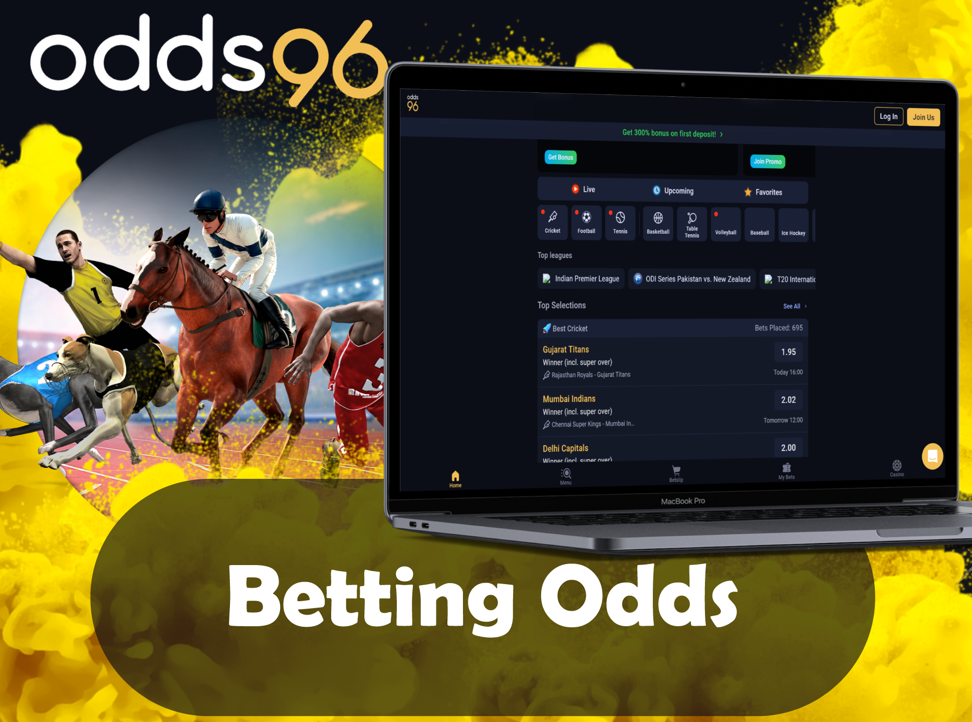 Calculate odds for next bet at Odds96 on special page.