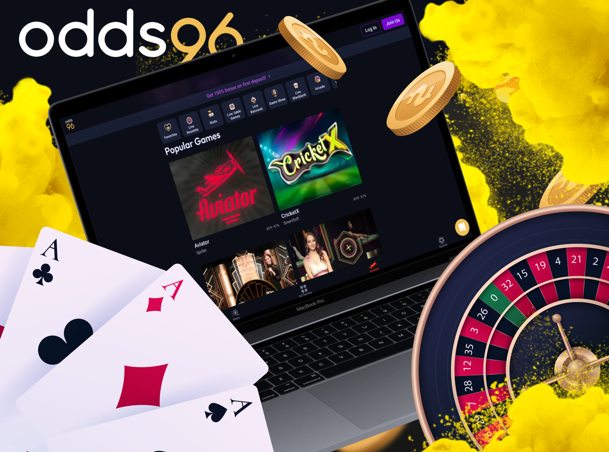 Play most popular casino games at Odds96.