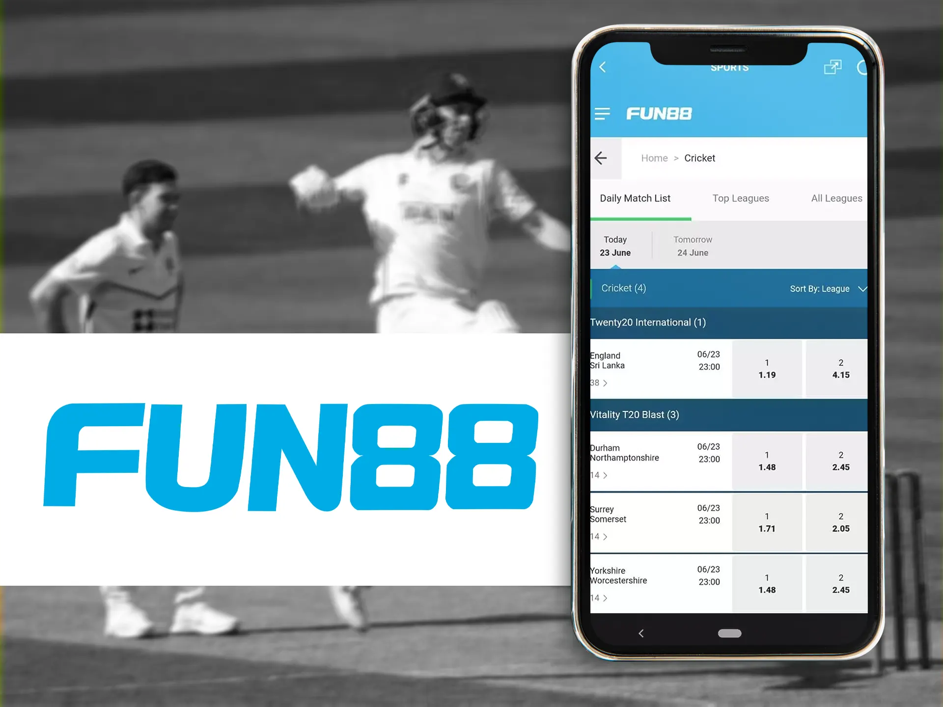 Install the Fun88 app on your smartphone and start betting whenever you want.