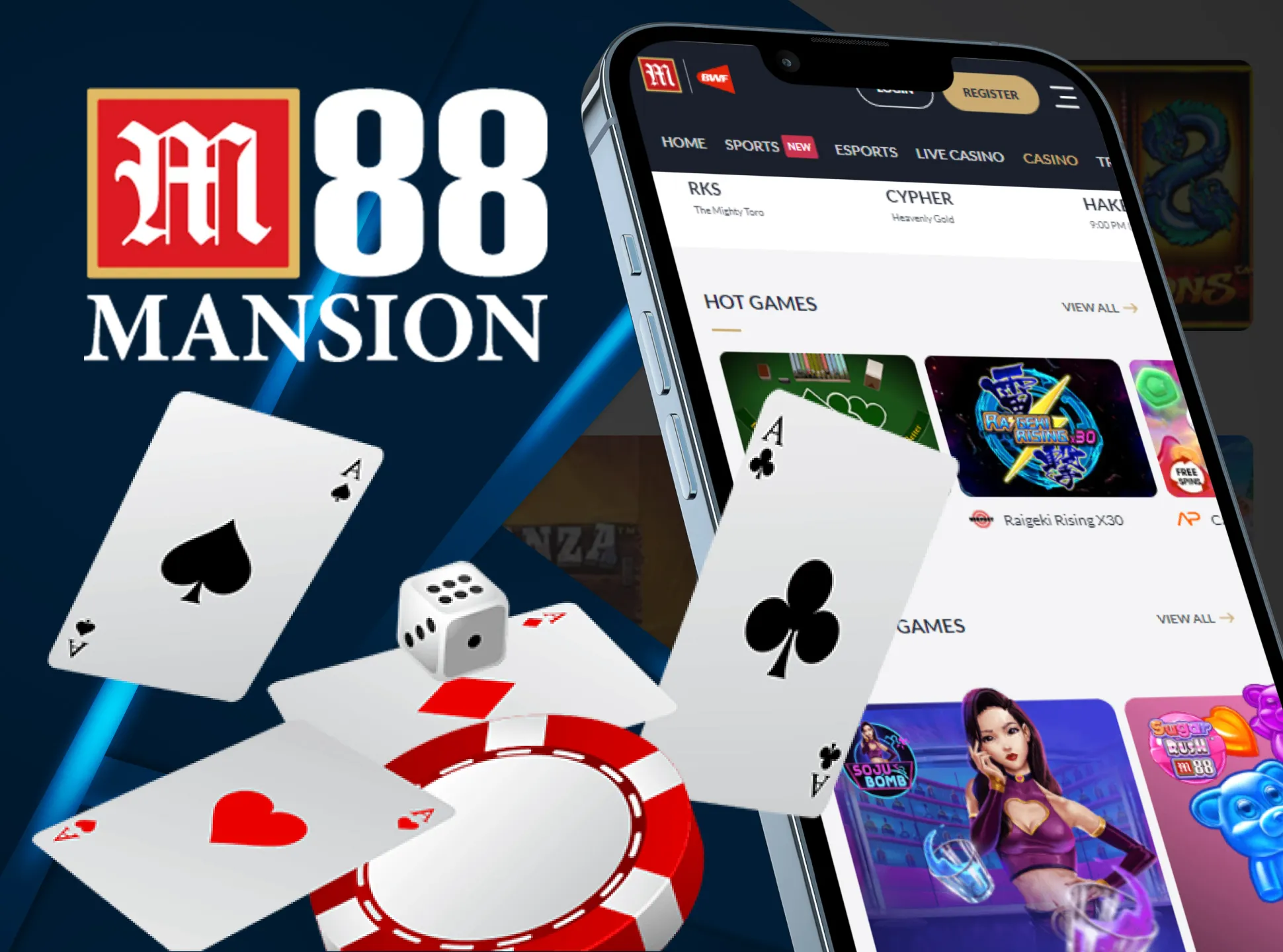 Play casino using M88 app.