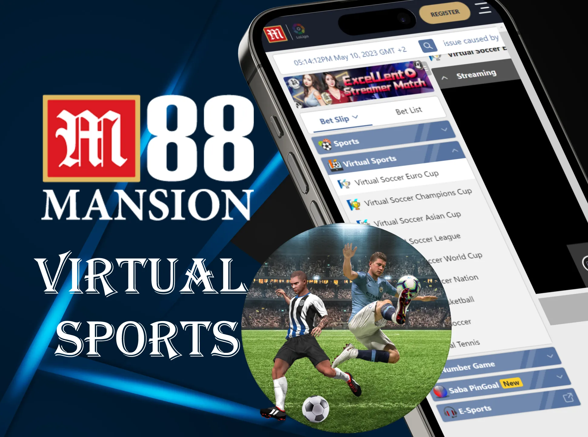 Bet on different virtual sports in M88 app.
