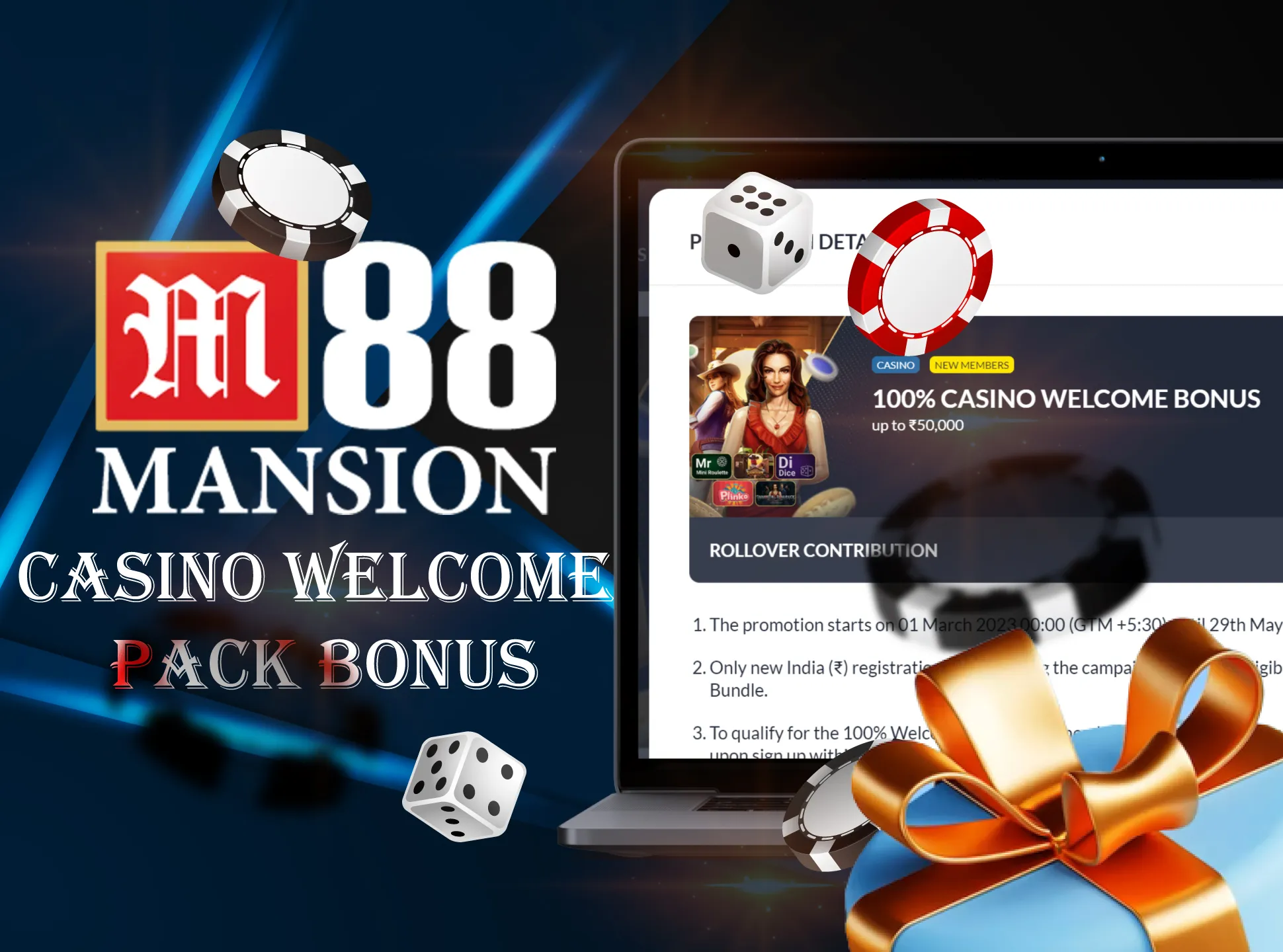 Get your casino welcome pack at M88 after playing casino games.