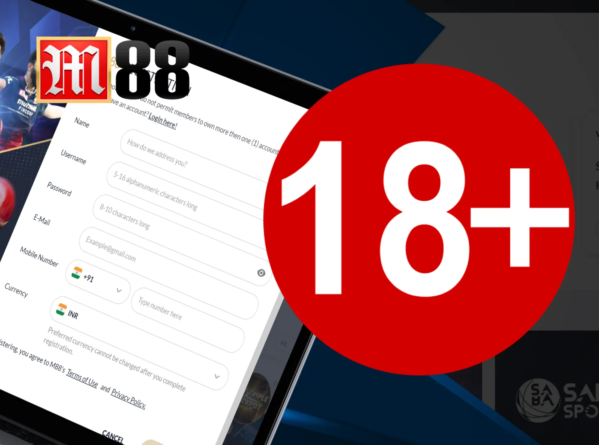 Follow all of the M88 registration rules.