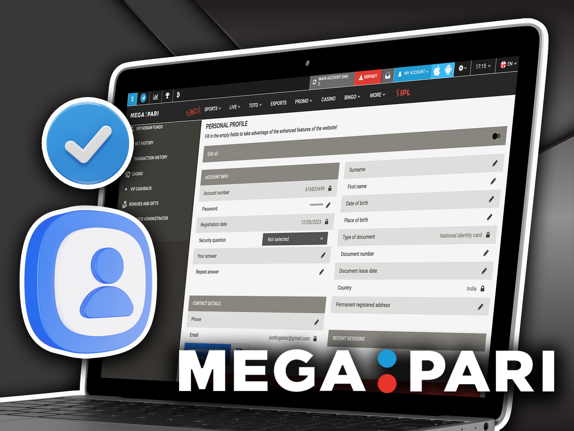 Verify your Megapari account by providing required data.