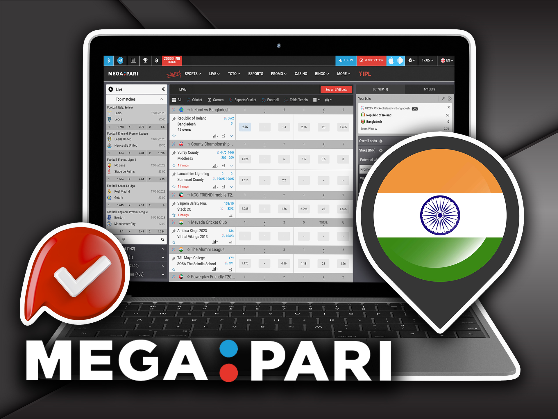 Megapari is fully legal betting company in India.
