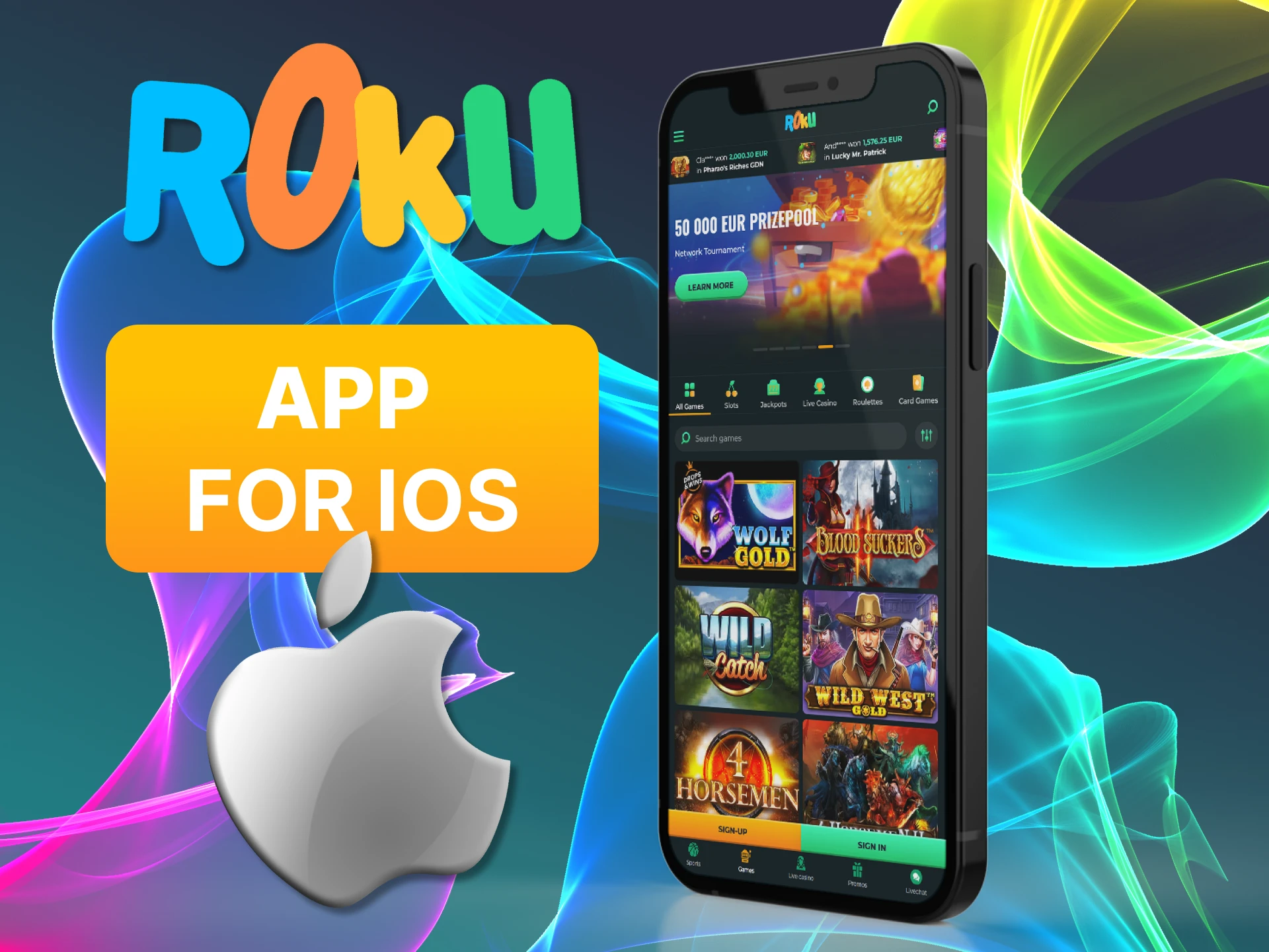 The Rokubet app is available on iOS devices.