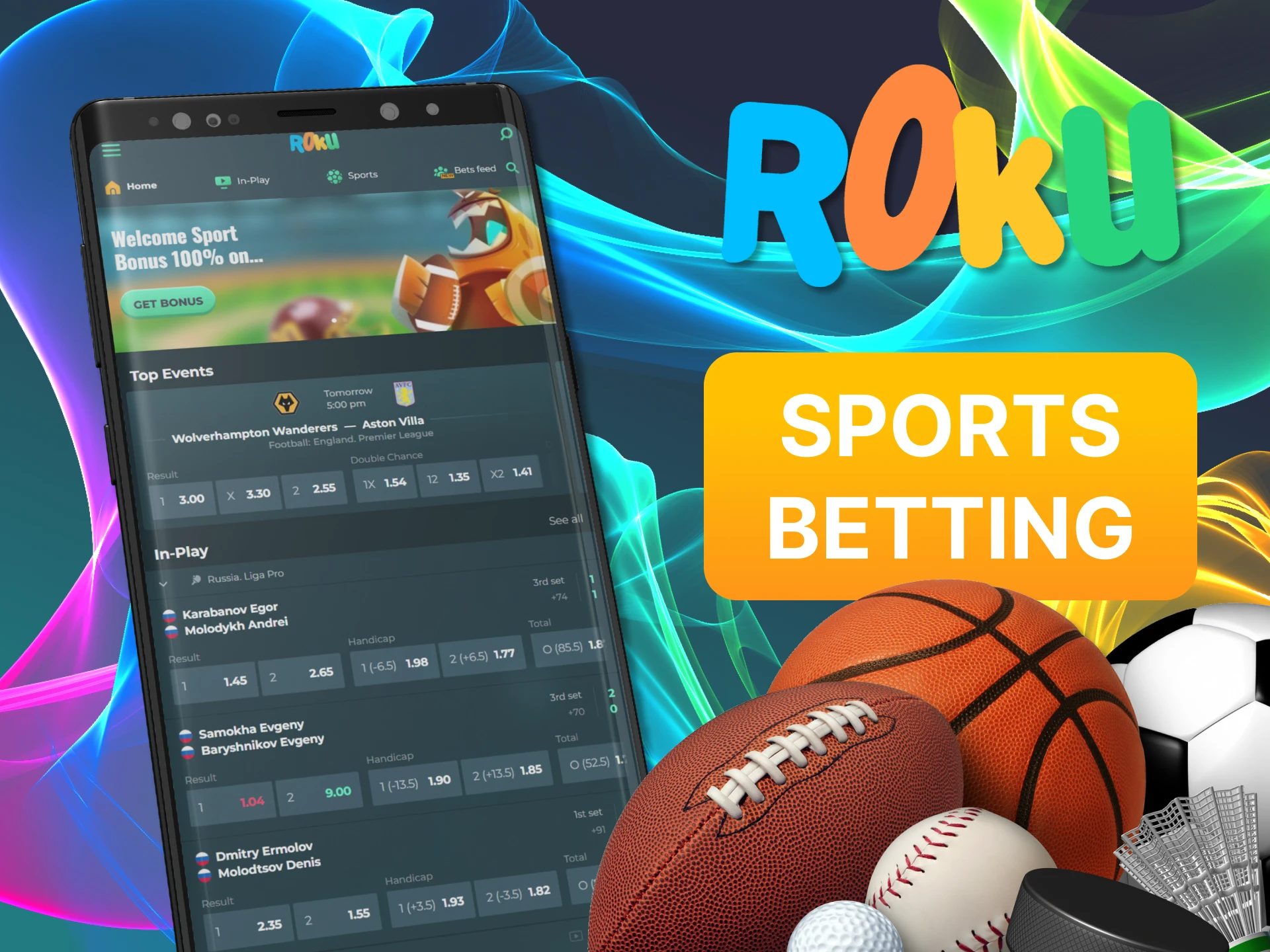 Bet on sports in the Rokubet app.