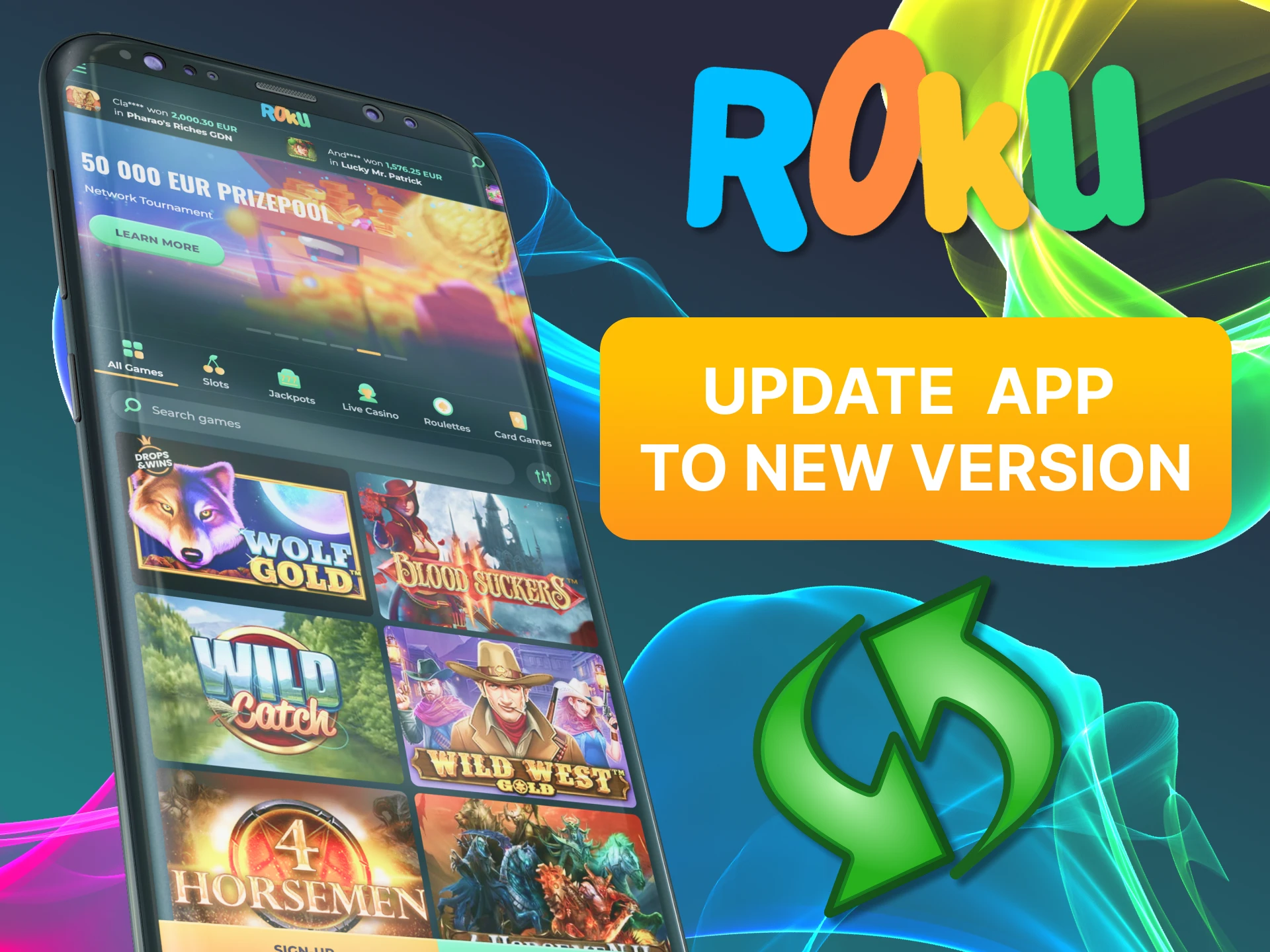 Update the Rokubet app.