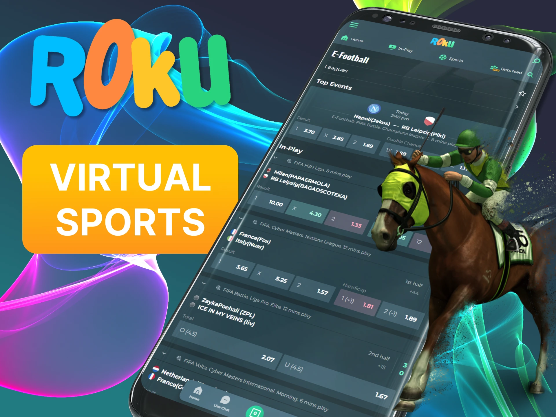 Bet on virtual sports in the Rokubet app.