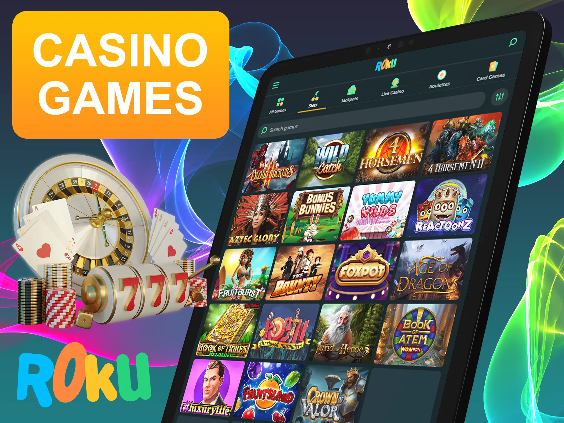 Search for your favourite casino games in Rokubet casino.