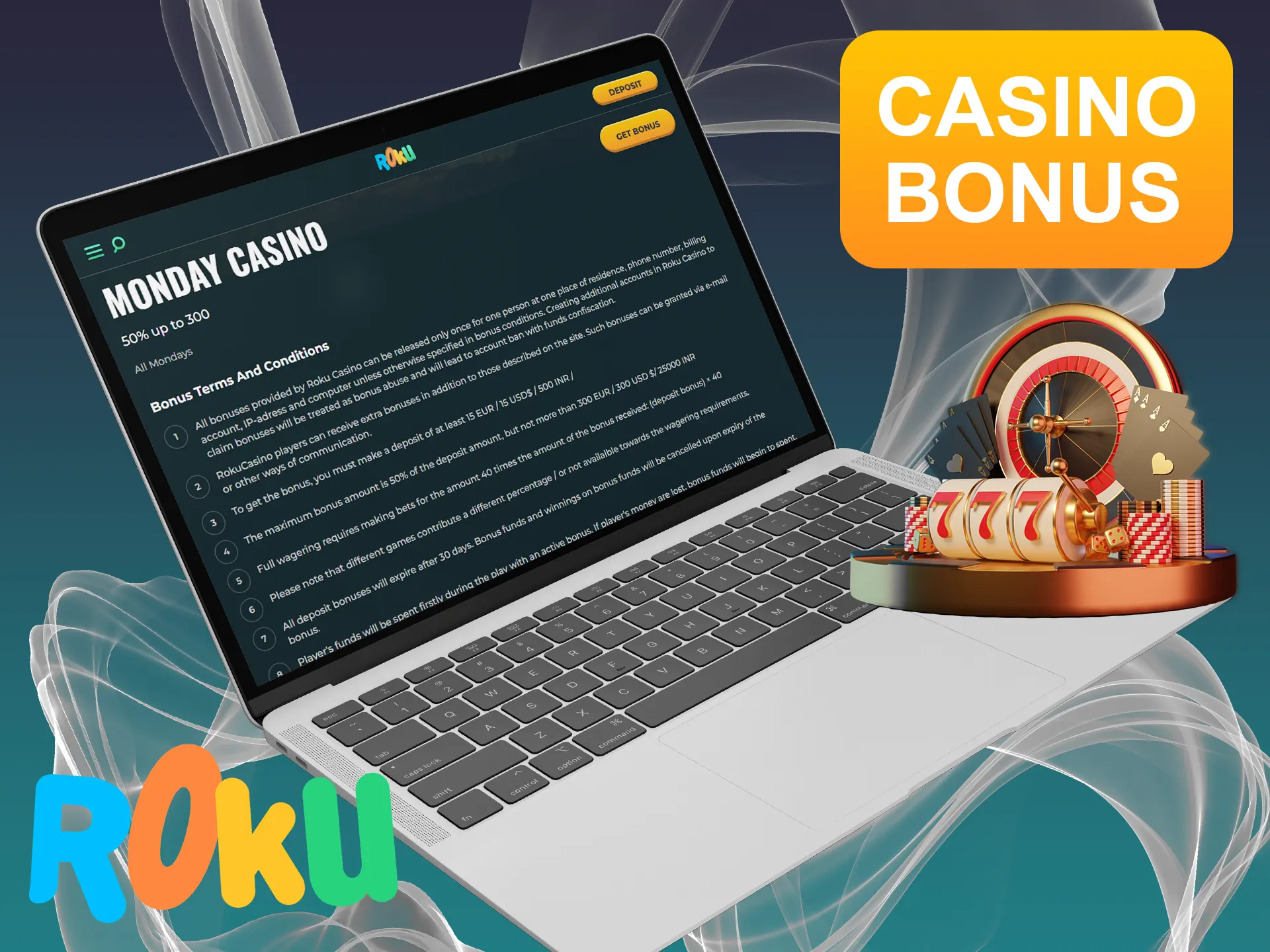 Get Rokubet casino bonus after playing casino games.