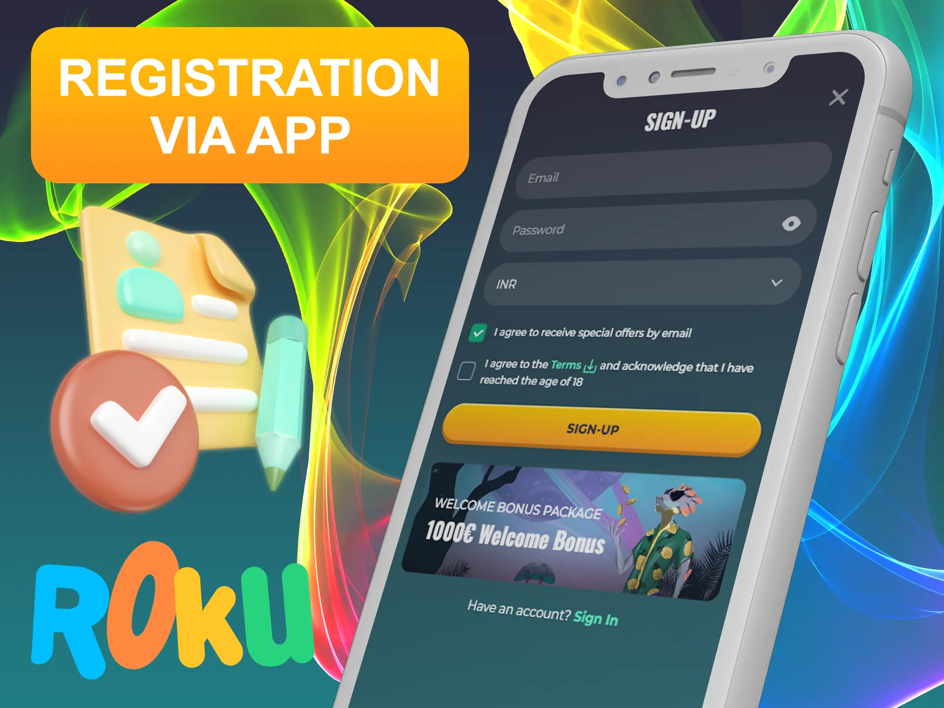 Register your Rokubet account quicker with app.