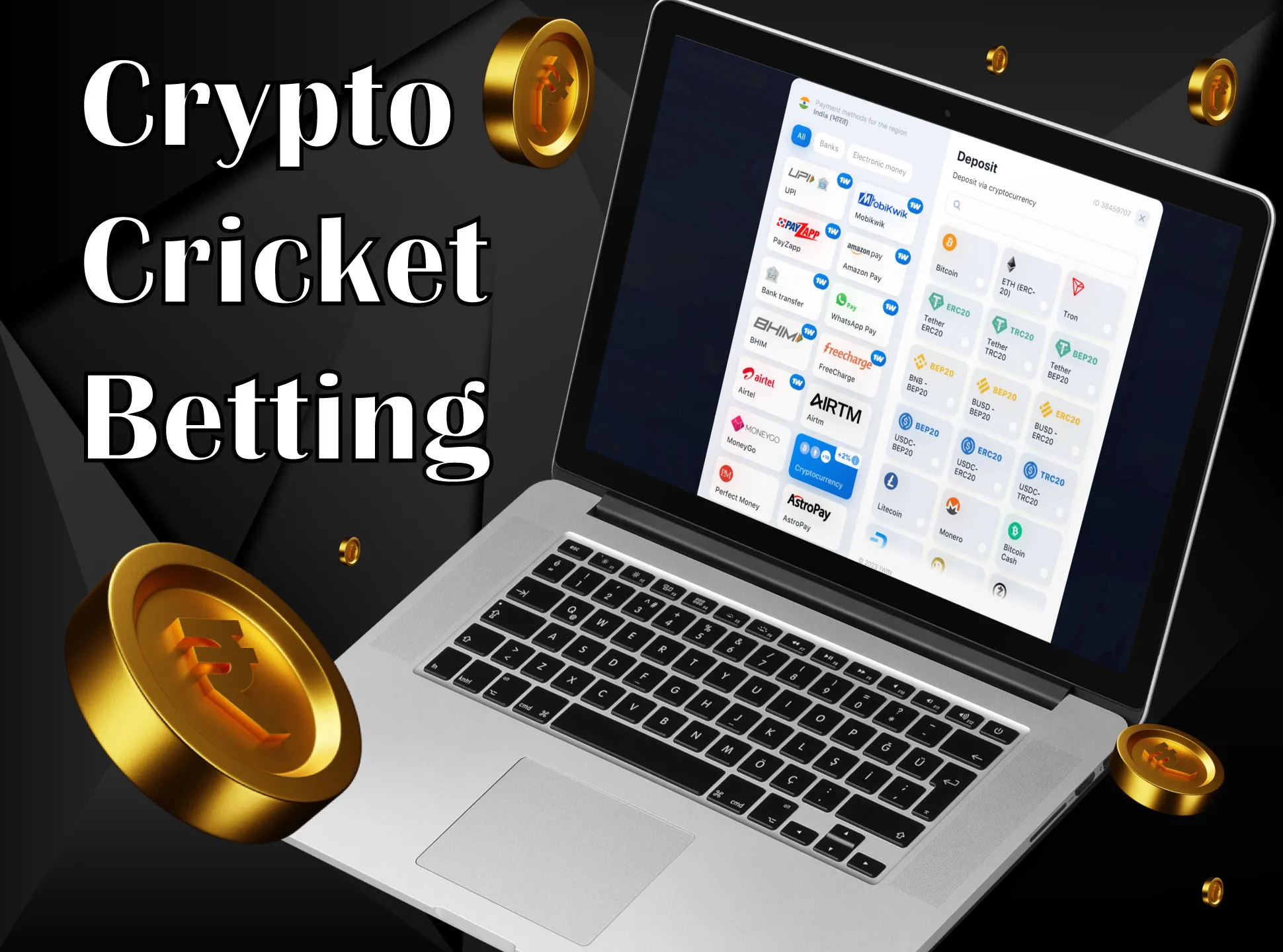 Place bets on cricket matches with cryptocurrency.