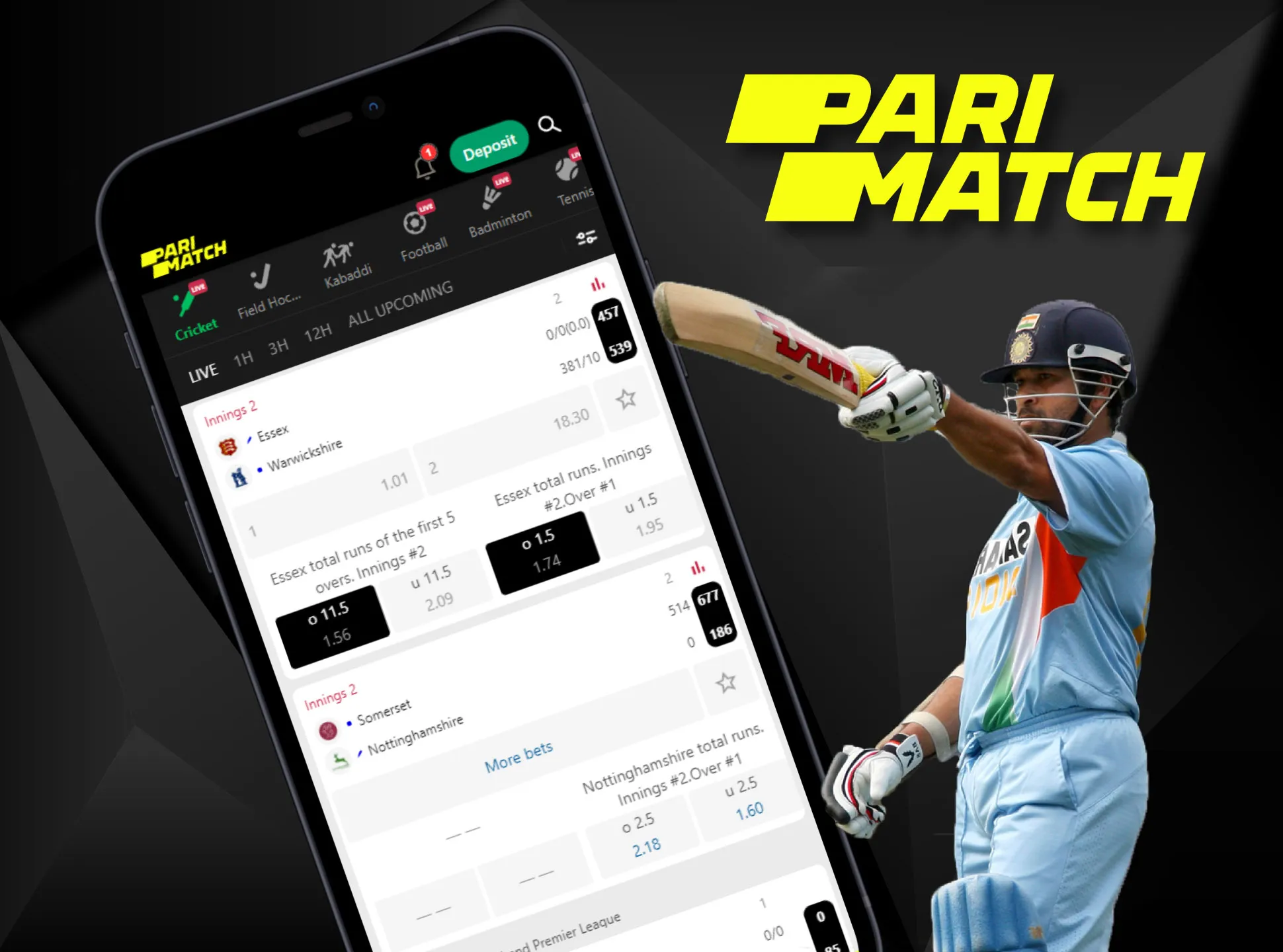 Parimatch is one of the most popular betting apps on real money.