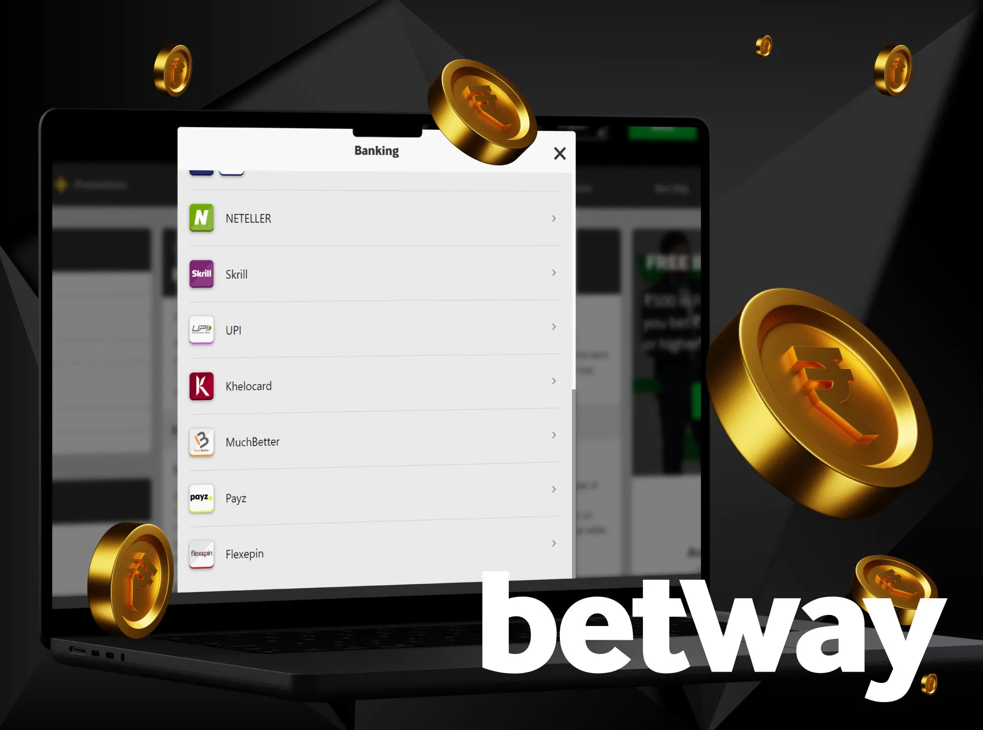 Deposit Betway in cryptocurrency and get a 100% welcome bonus.