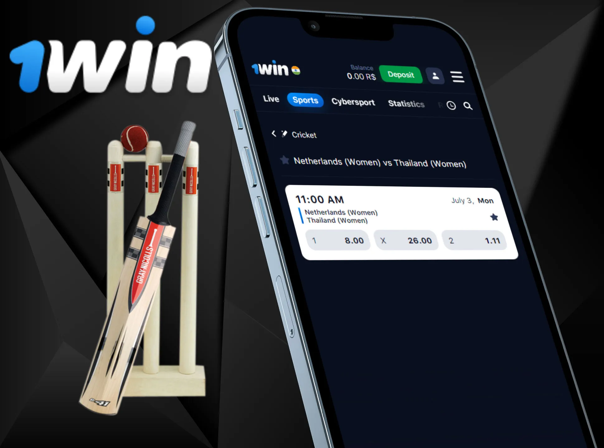1win app gives opportunity to play on Indian rupees.