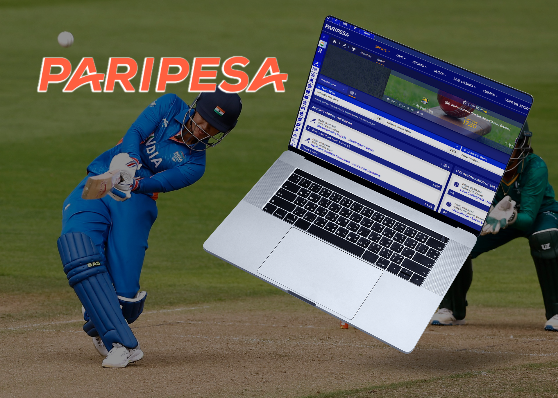 Register your account on Paripesa to place bets on cricket and other sports.
