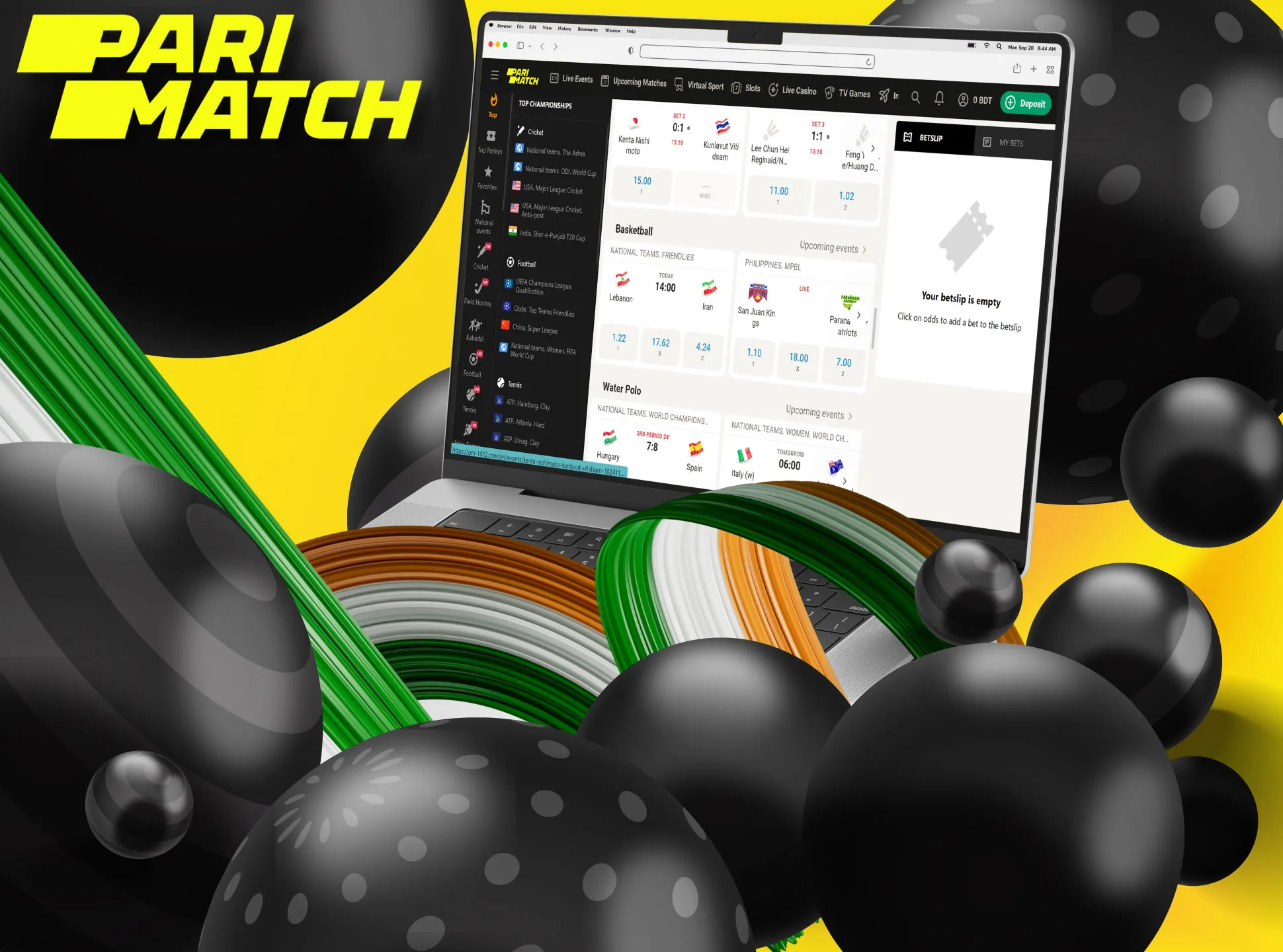 On Parimatch you can choose on of the various sports and casino entertainments.